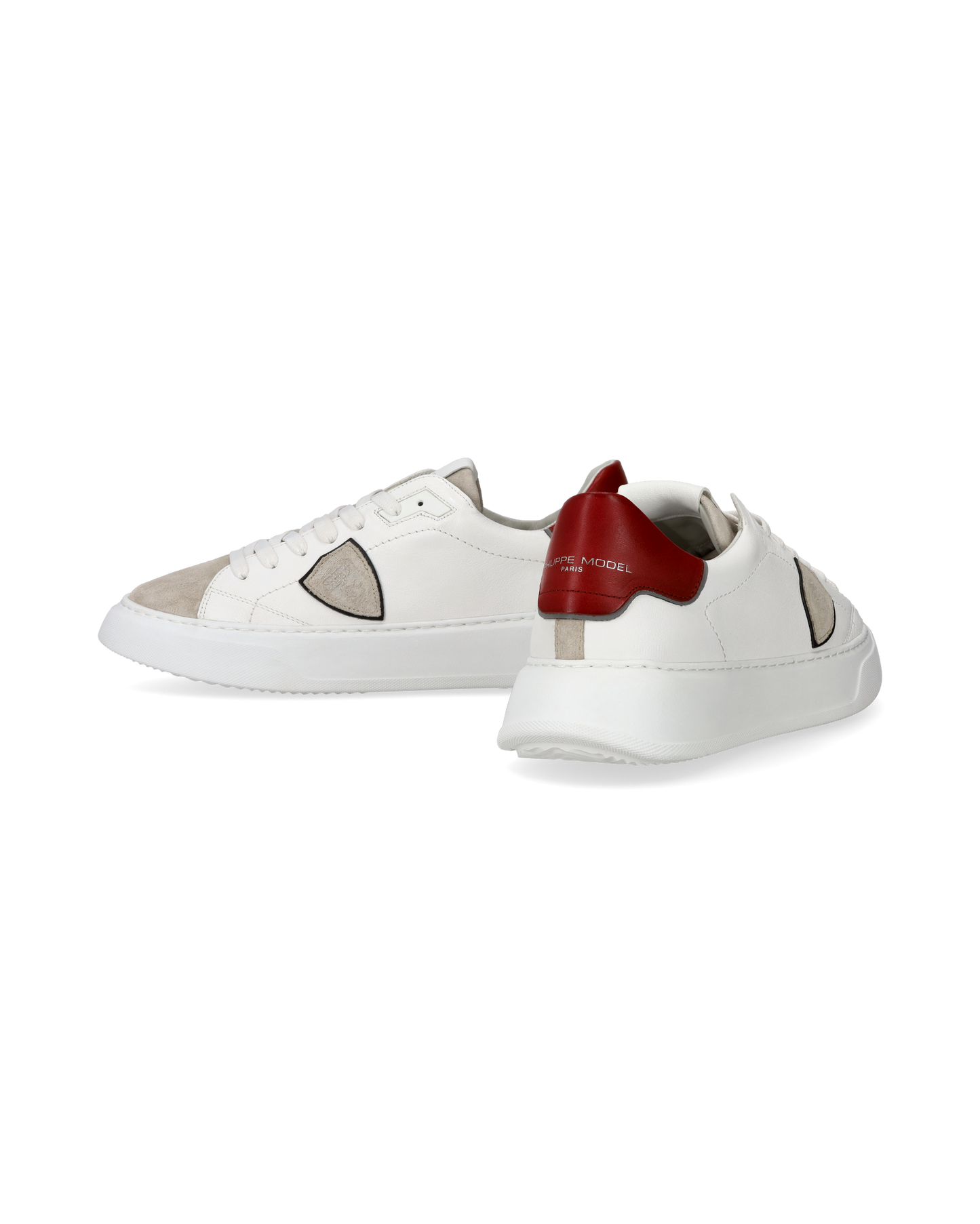 Sneaker casual Temple da uomo in pelle - Bianco e rosso