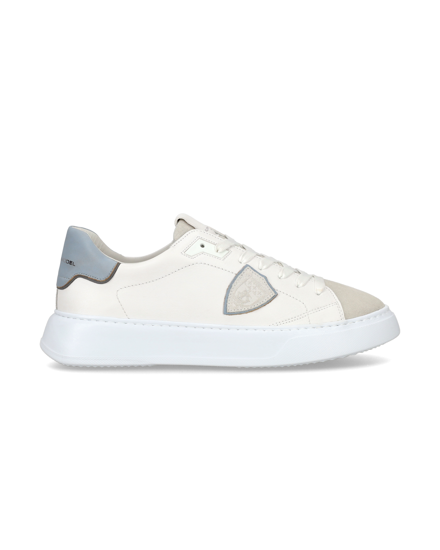 Sneaker casual Temple da uomo in pelle - Azzurro e bianco