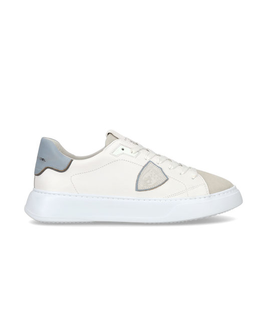 Sneaker casual Temple da uomo in pelle - Azzurro e bianco