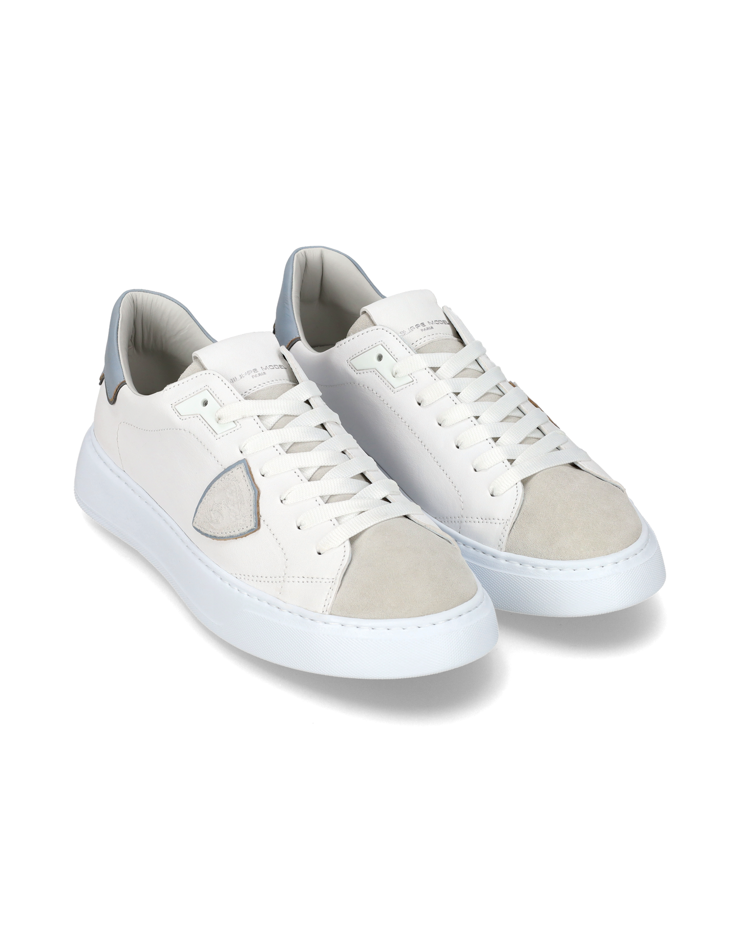 Sneaker casual Temple da uomo in pelle - Azzurro e bianco