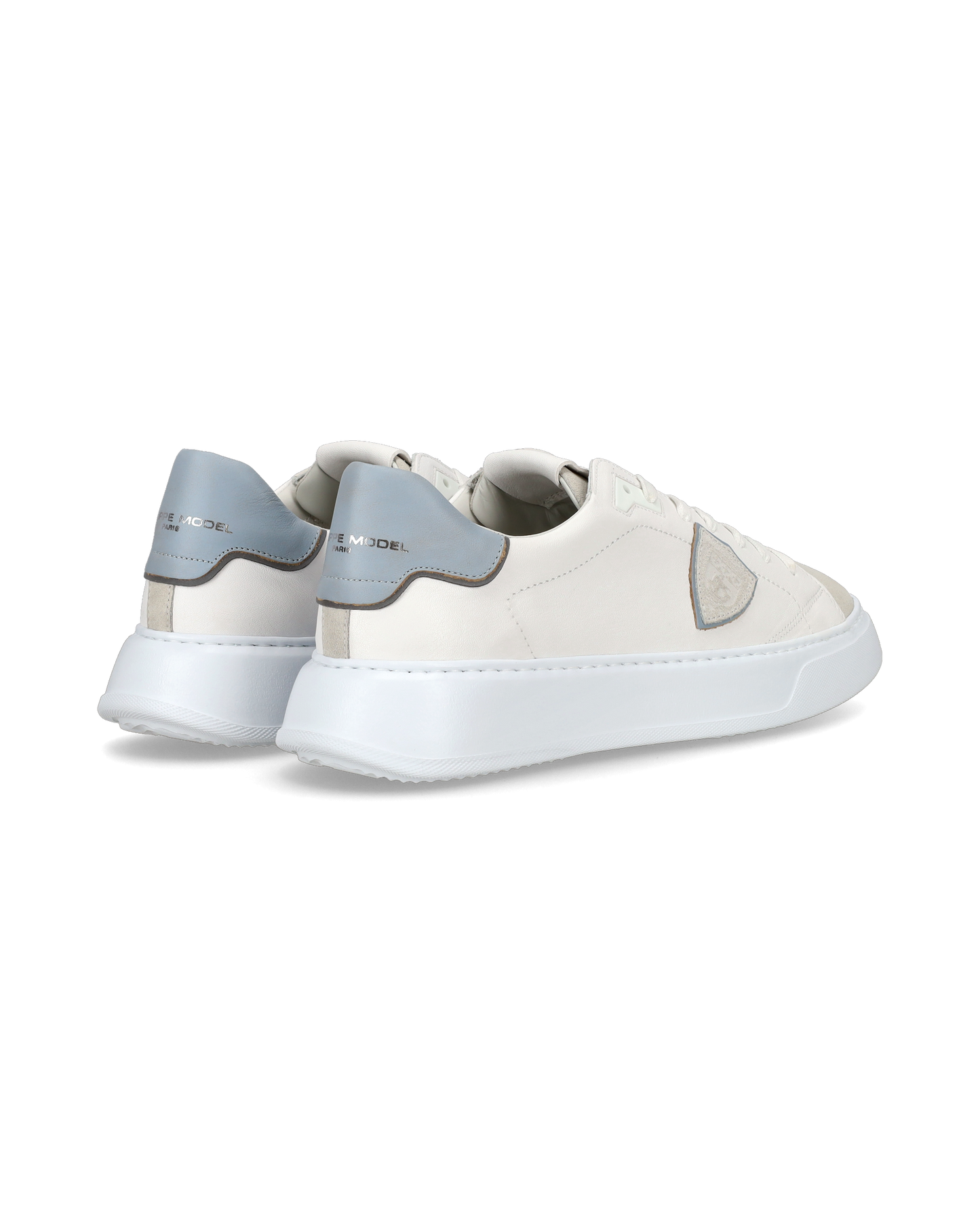 Sneaker casual Temple da uomo in pelle - Azzurro e bianco