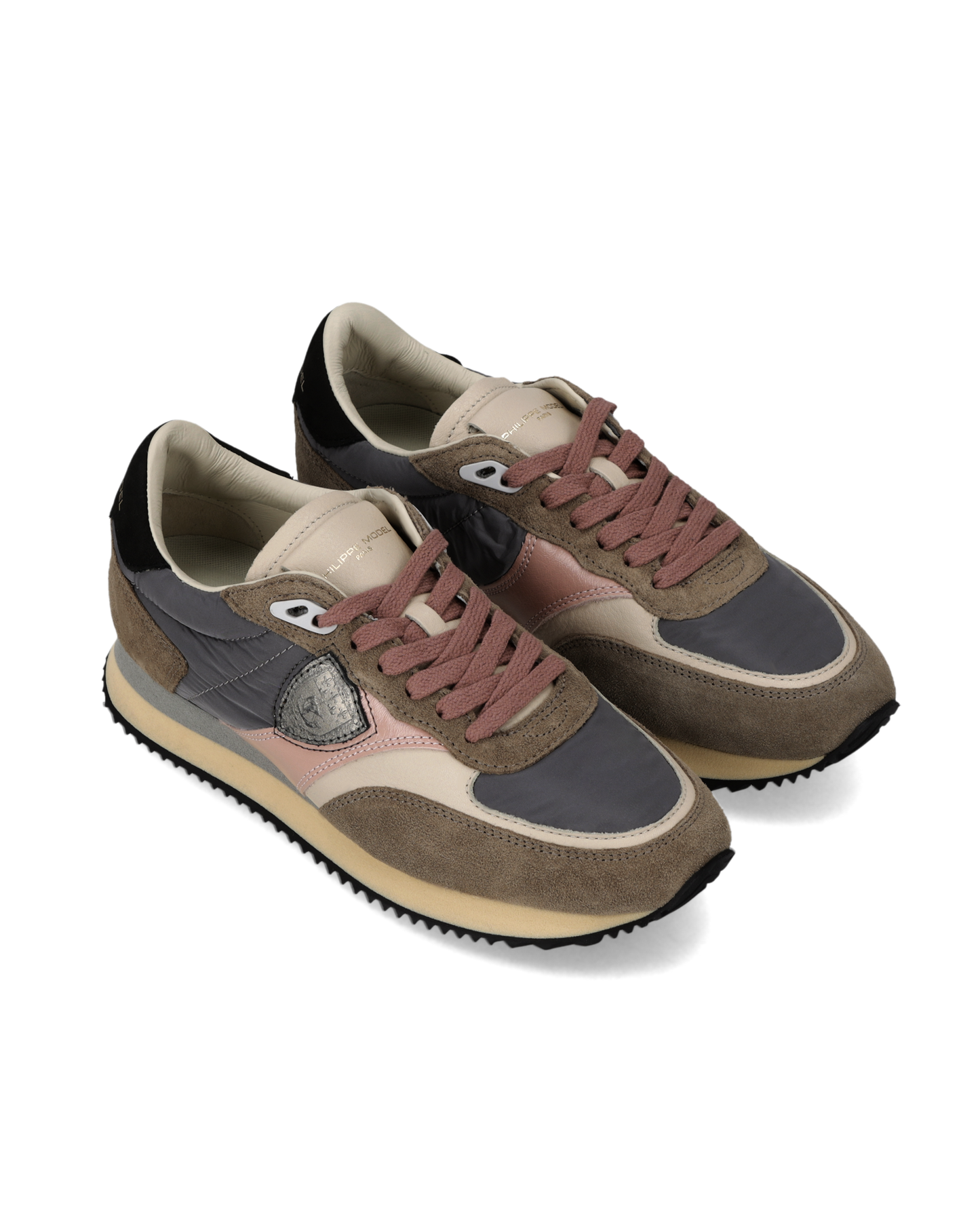 Baskets Blville Femme, Boue Gris Anthracite et Rose