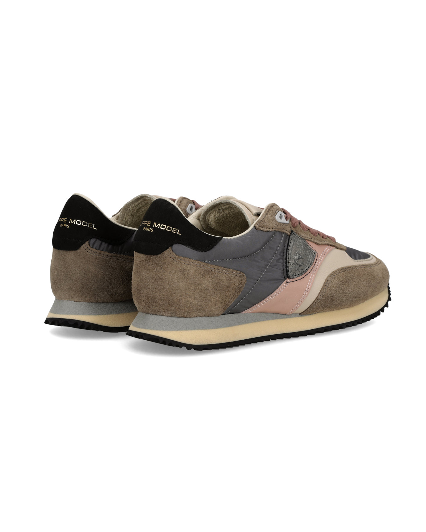 Baskets Blville Femme, Boue Gris Anthracite et Rose