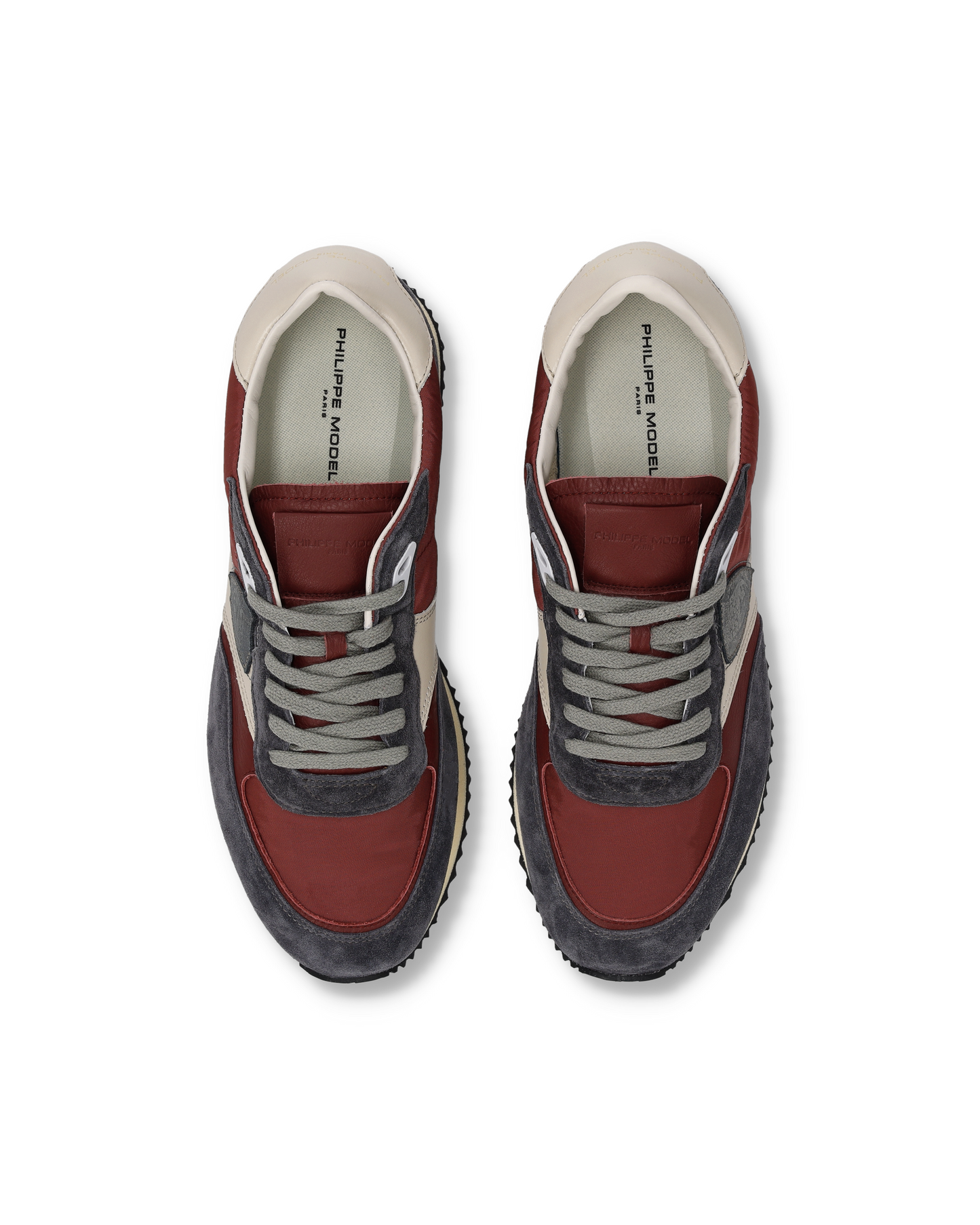 Baskets Blville Homme, Gris Anthracite Bordeaux et Ivoire
