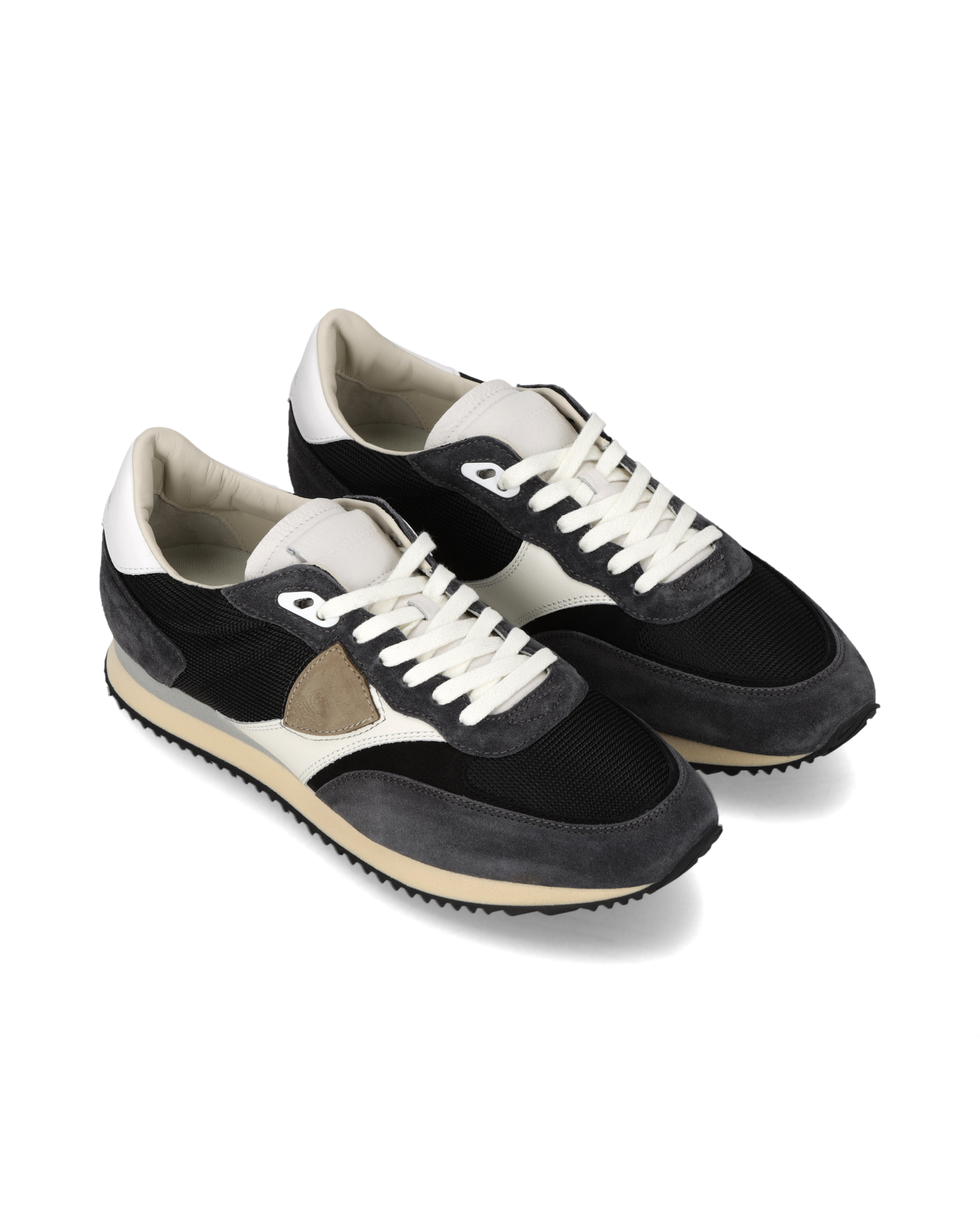Baskets Blville Homme, Noir Blanc et Beige 