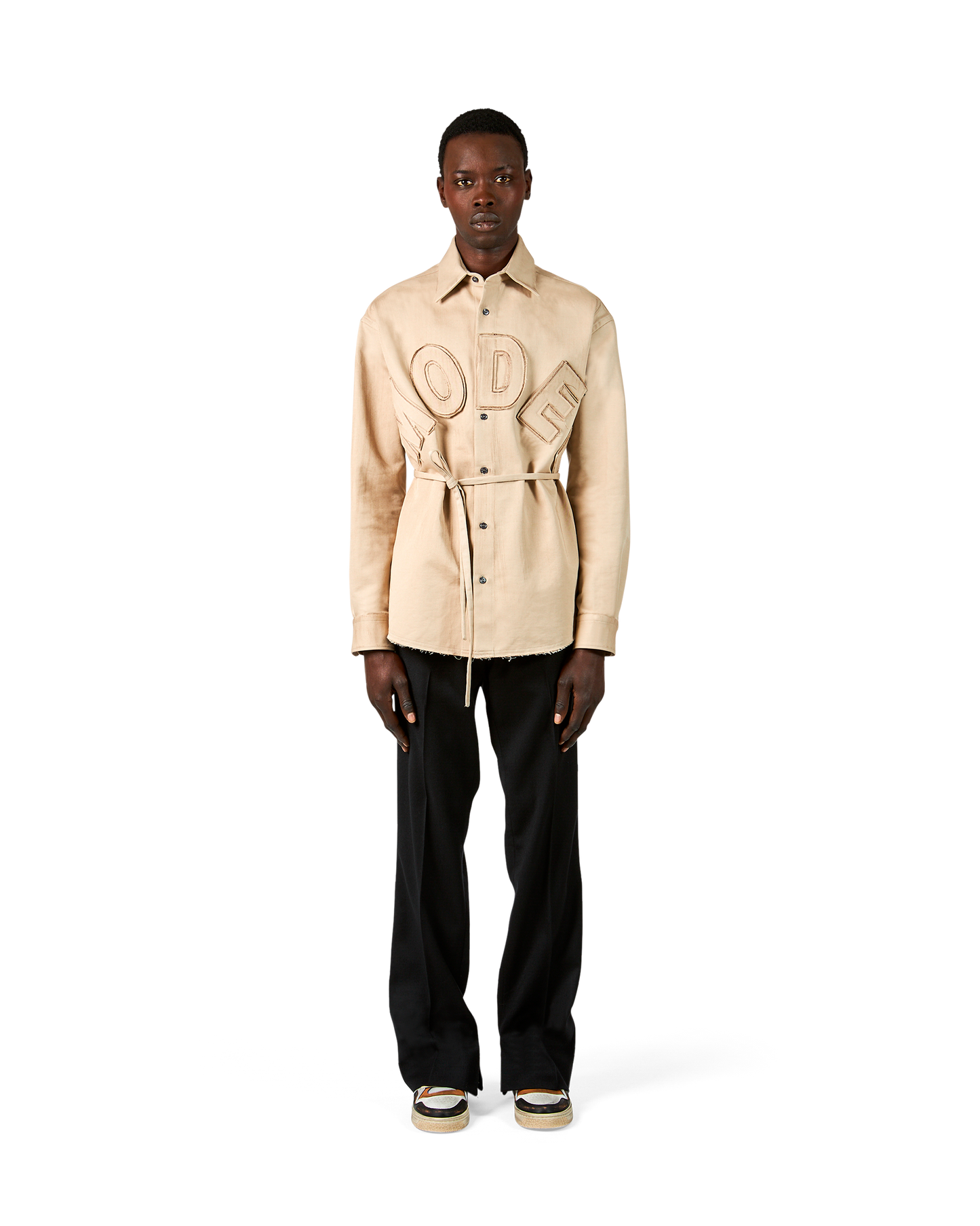 Over Shirt con Finitura Sporcata Beige da Uomo 