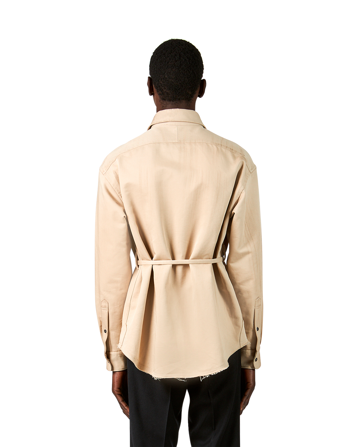 Over Shirt con Finitura Sporcata Beige da Uomo 