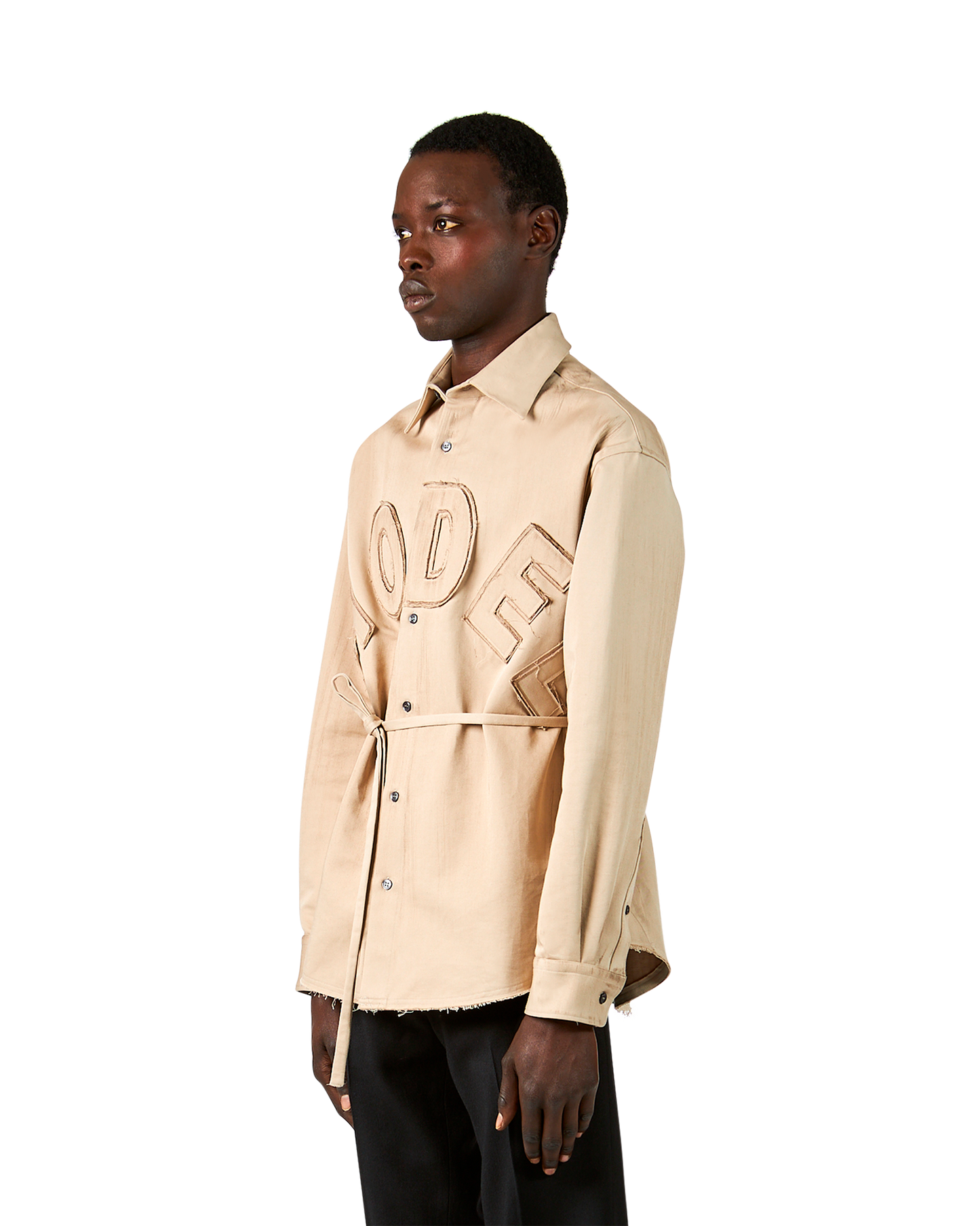Over Shirt con Finitura Sporcata Beige da Uomo 