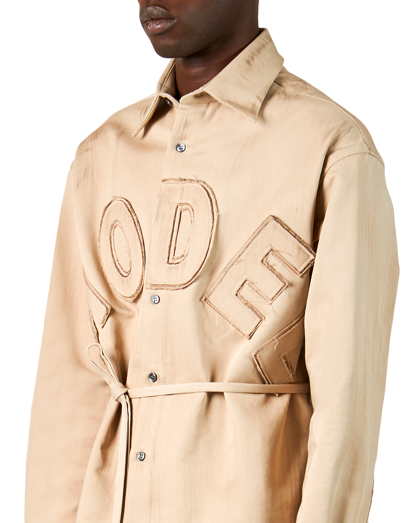 Over Shirt con Finitura Sporcata Beige da Uomo 