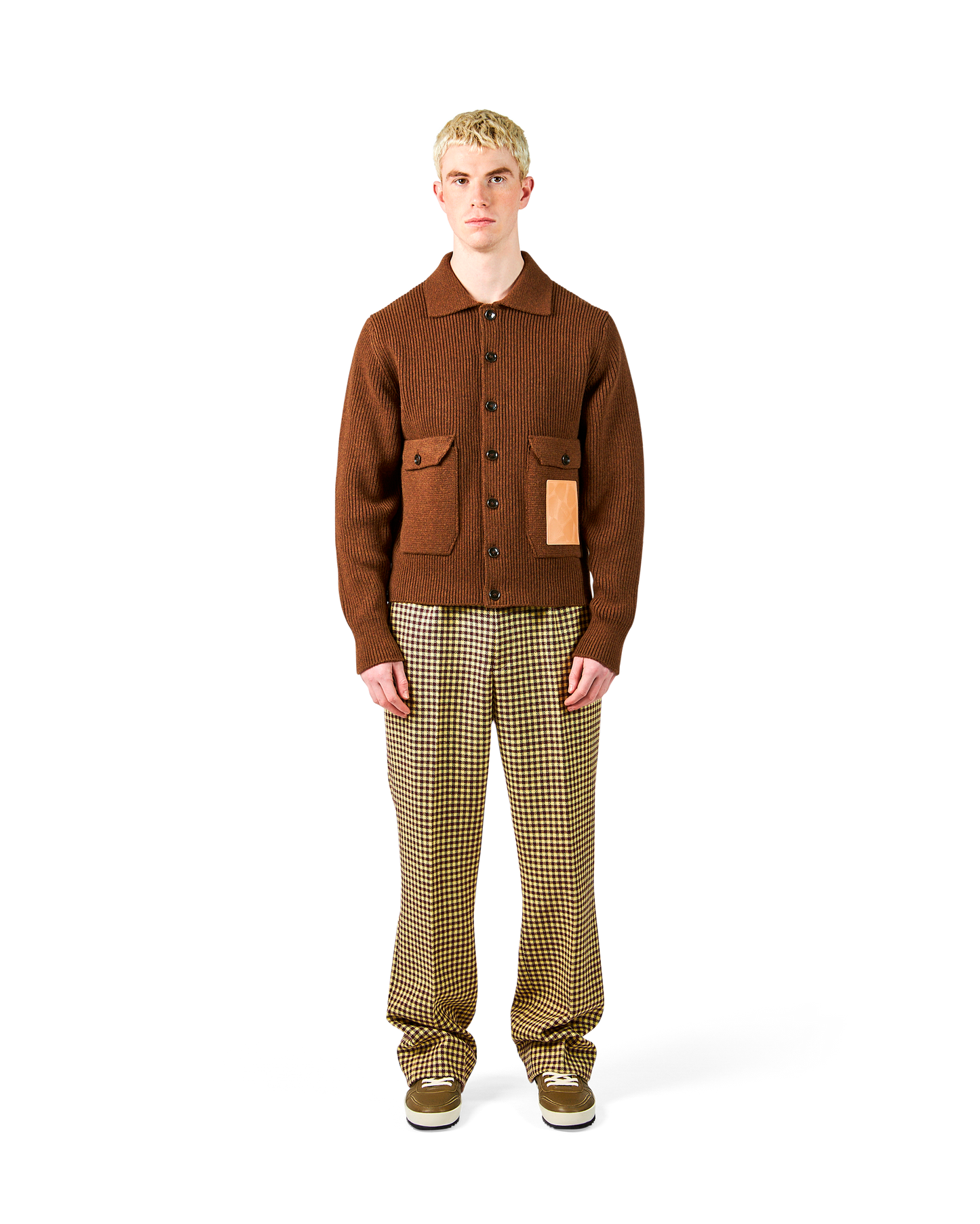 Cardigan Military Marrone da Uomo 