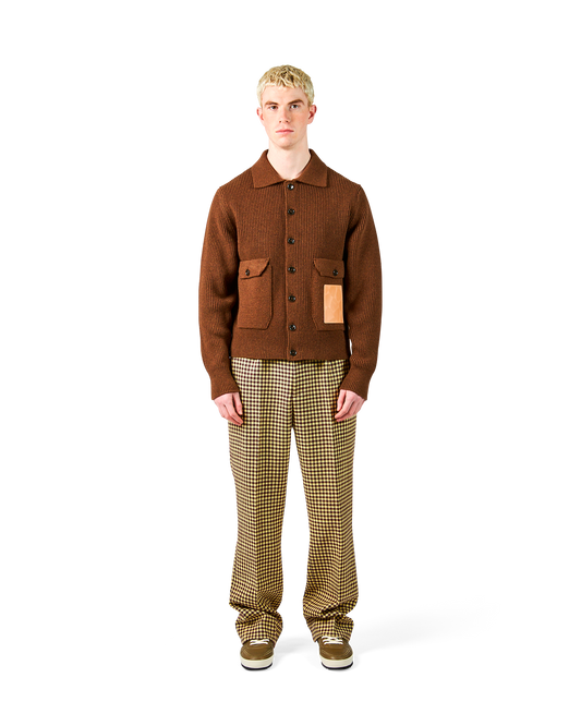 Cardigan Military Marrone da Uomo 