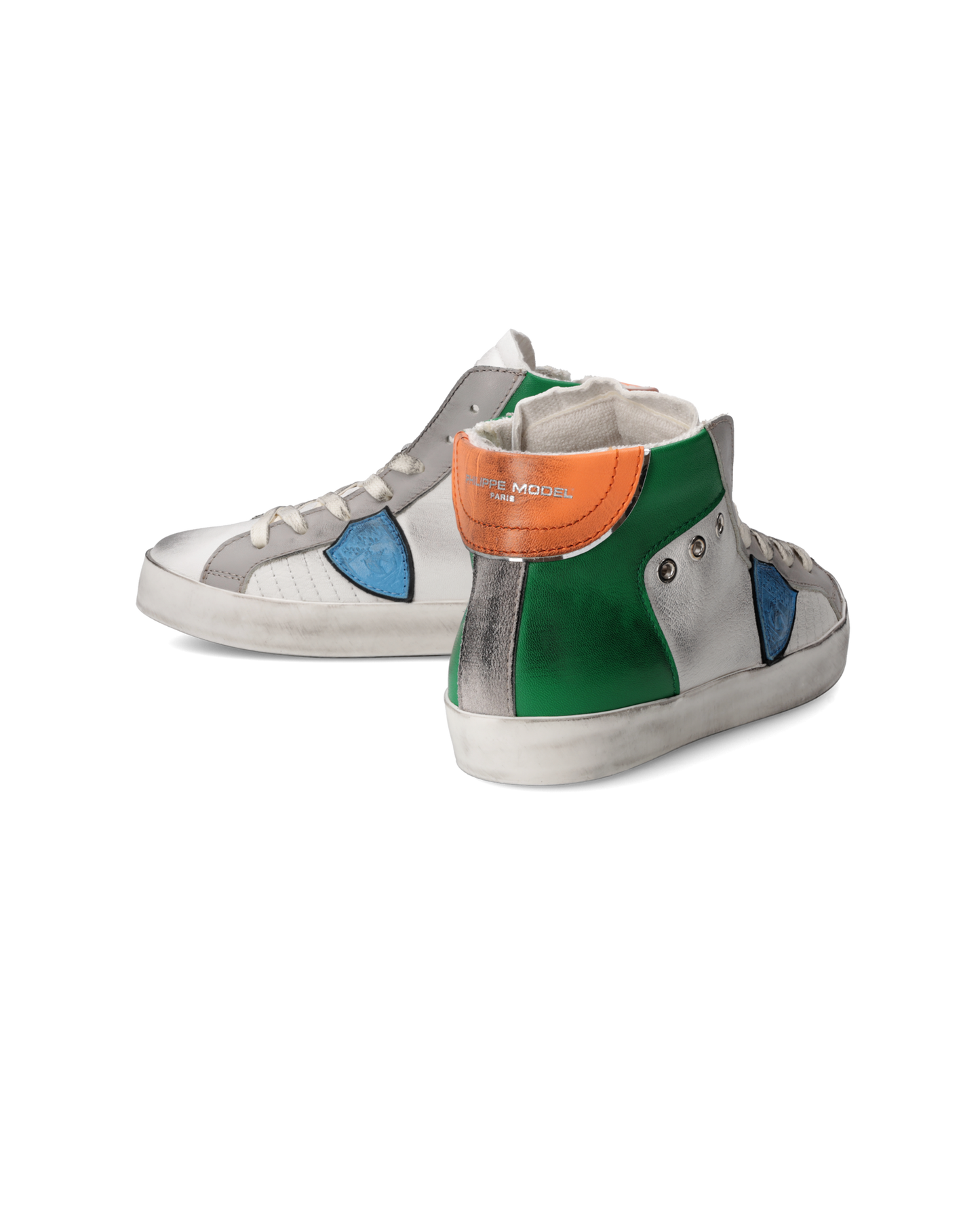 Sneakers Paris Tennis Kids, White Green Orange