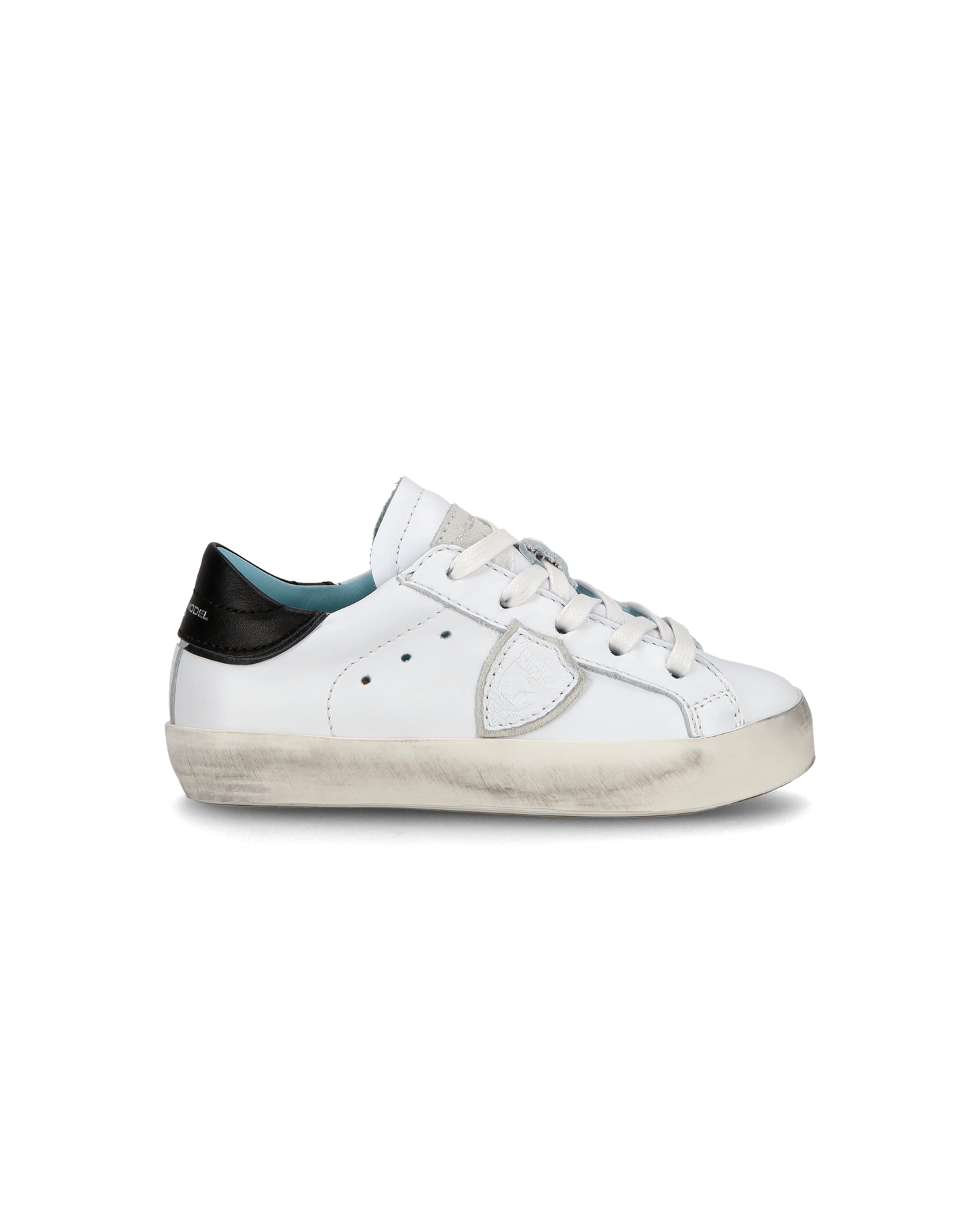 Baby Paris Low-Top Sneakers in Leather, White Black