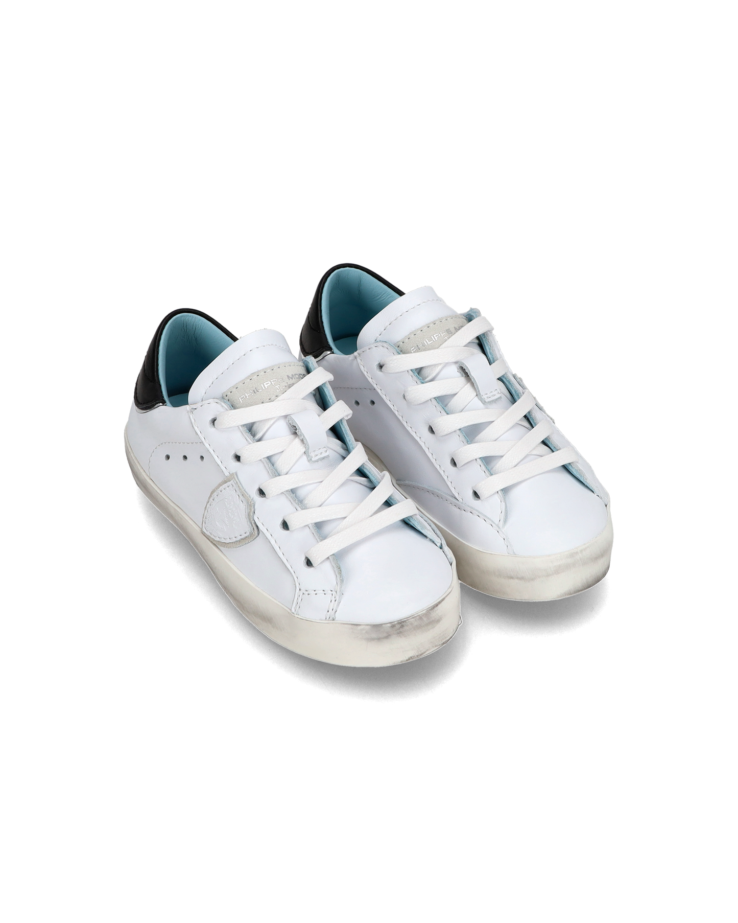 Baby Paris Low-Top Sneakers in Leather, White Black