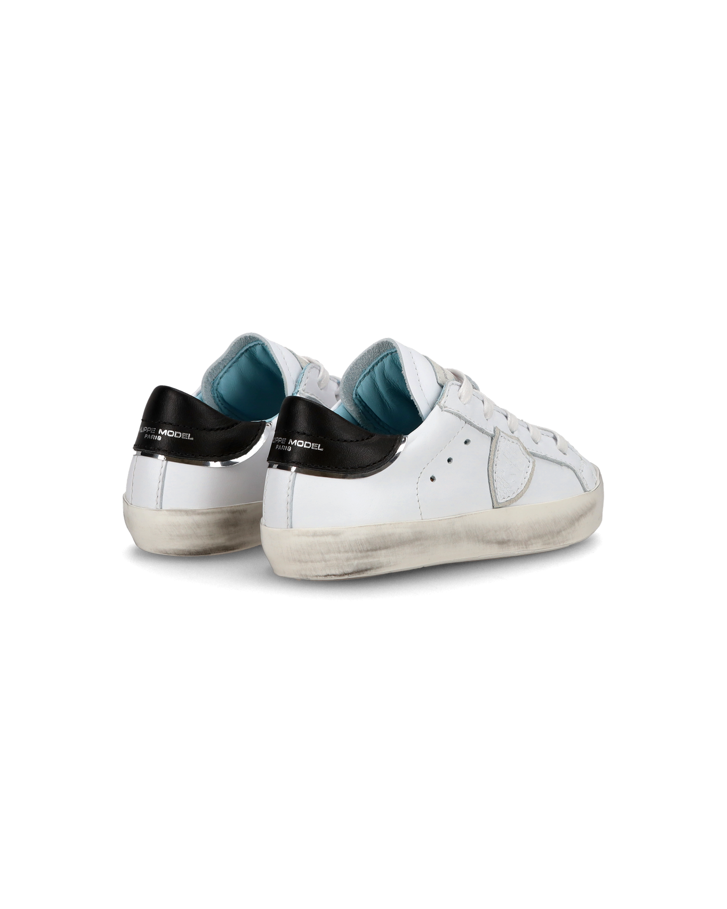 Baby Paris Low-Top Sneakers in Leather, White Black