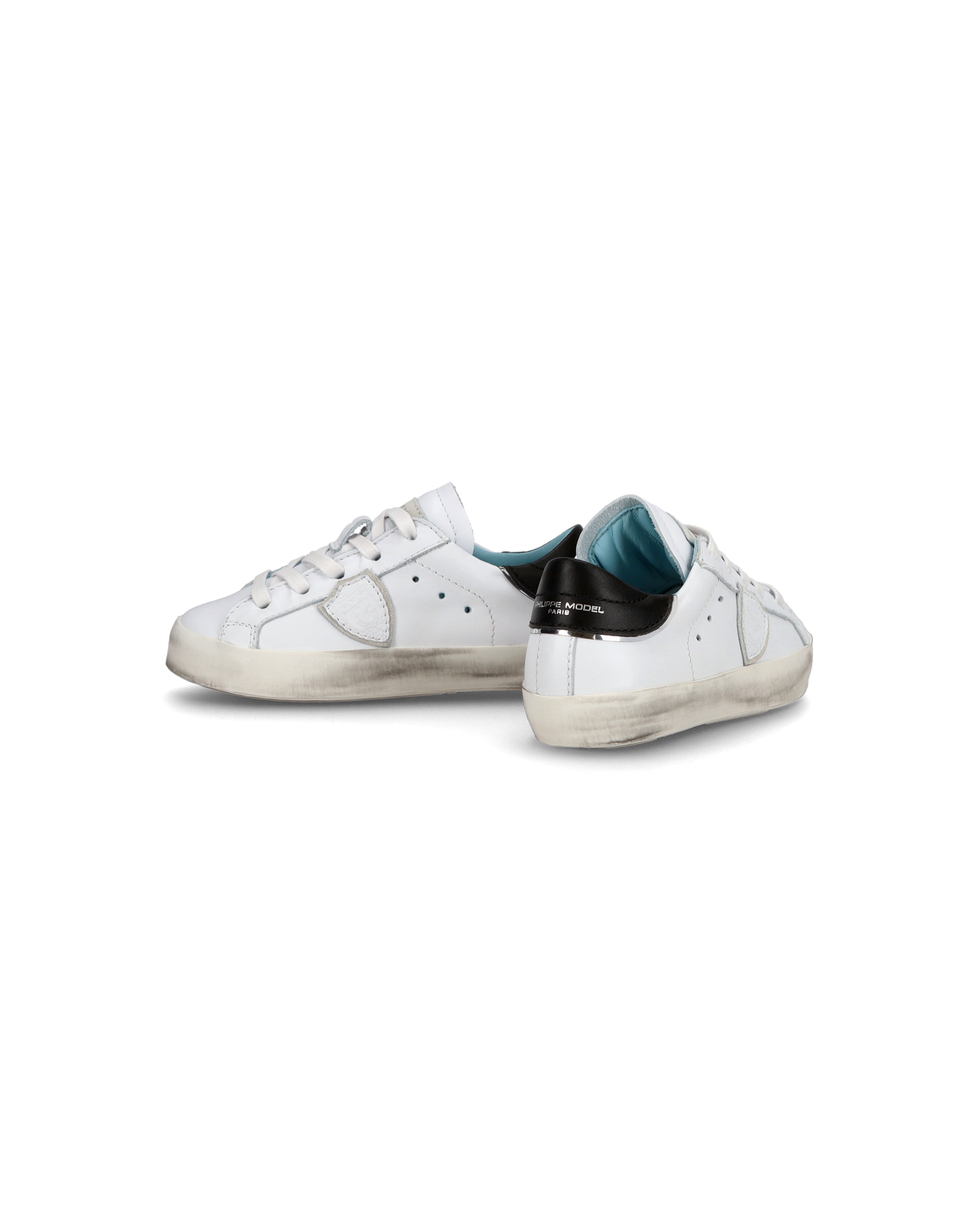 Baby Paris Low-Top Sneakers in Leather, White Black