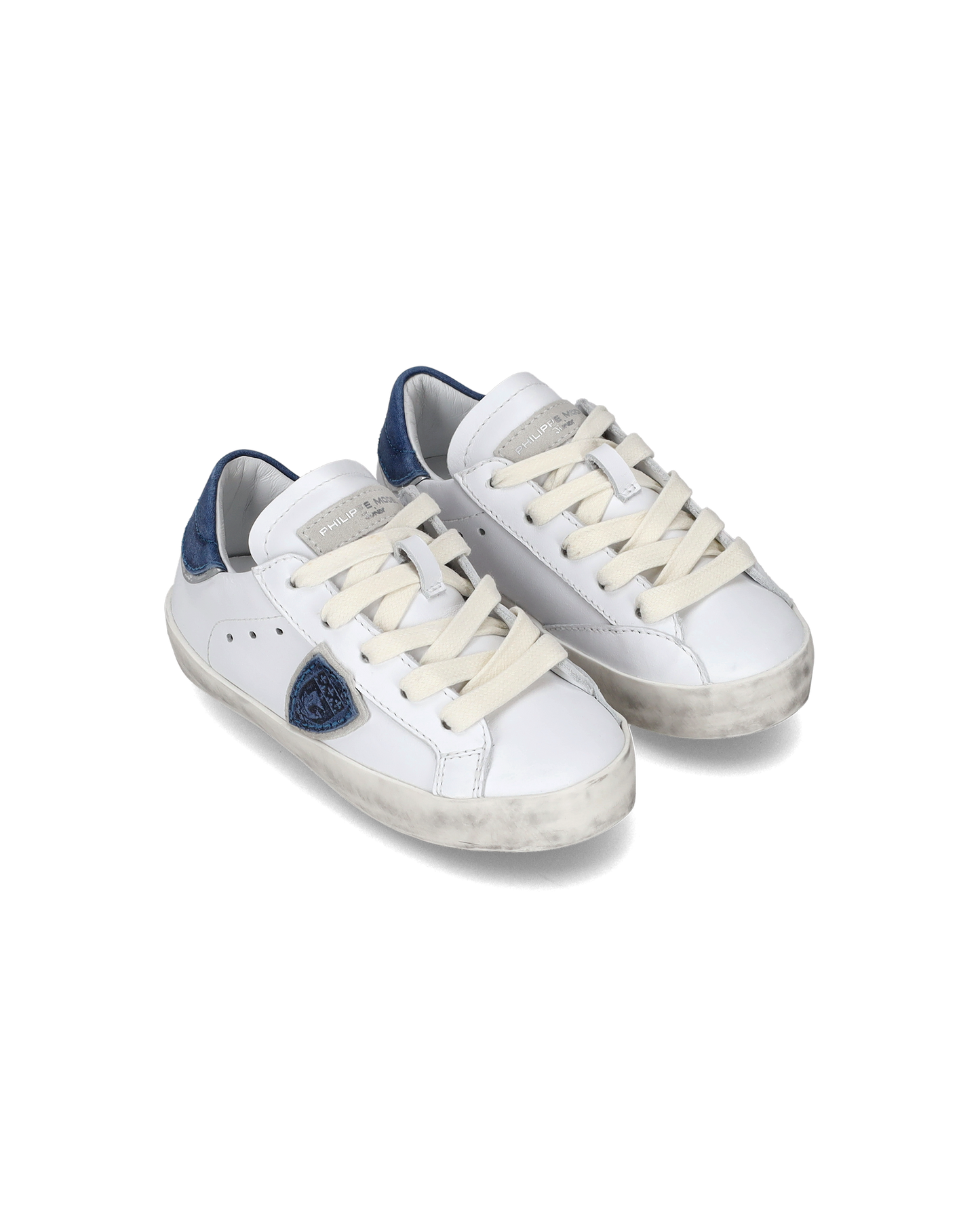 Sneakers da Bambini Prsx basse Bianche e Blu in Pelle