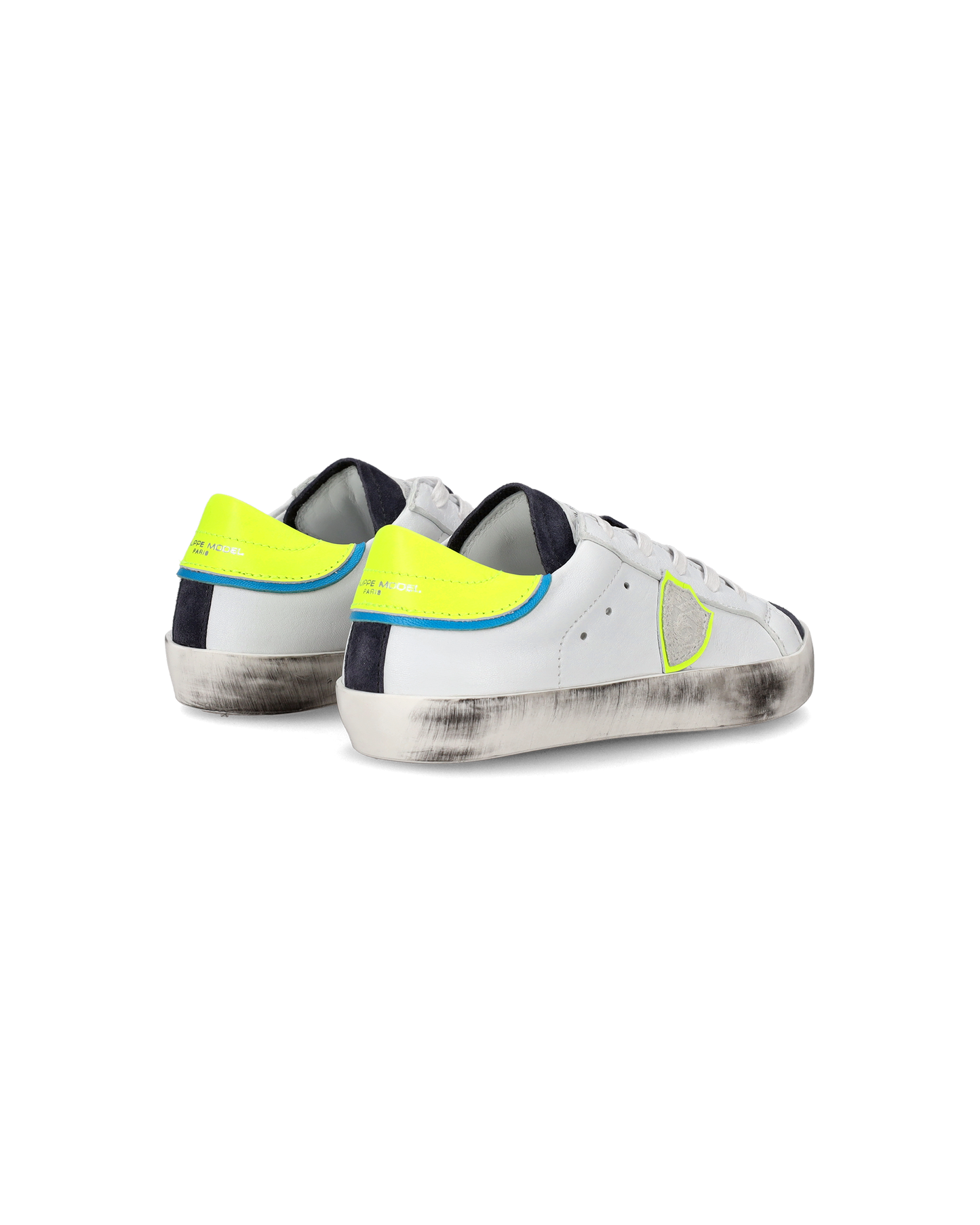 Baby Paris Low-Top Sneakers in Leather, White Yellow