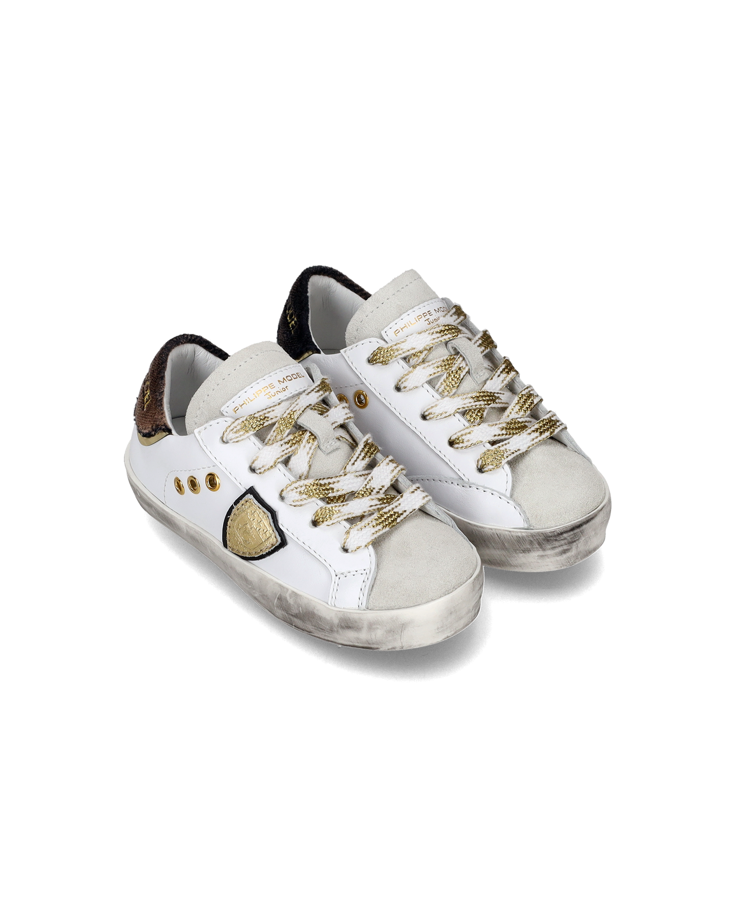 Baby Paris Low-Top Sneakers in Leather, White Black