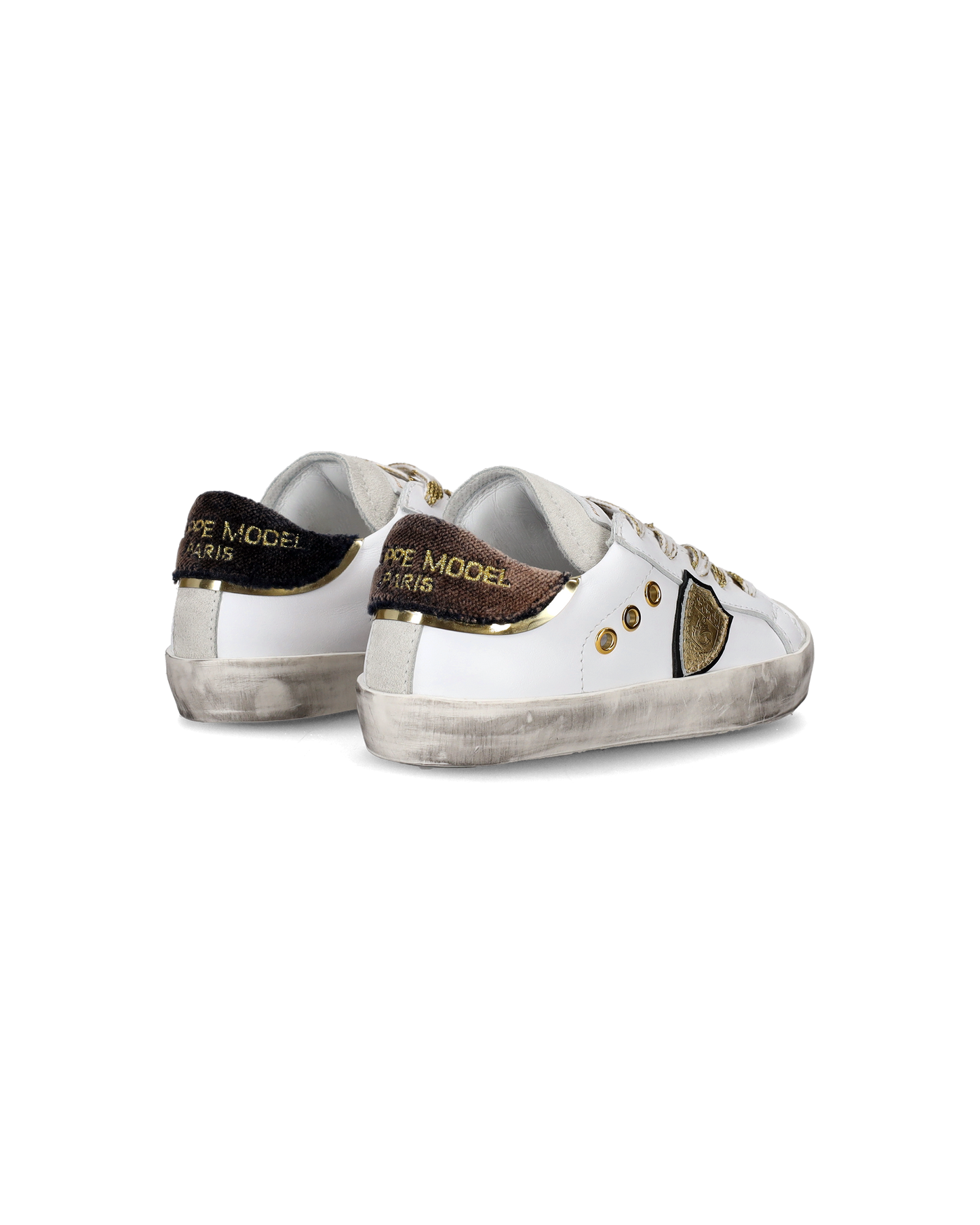 Baby Paris Low-Top Sneakers in Leather, White Black