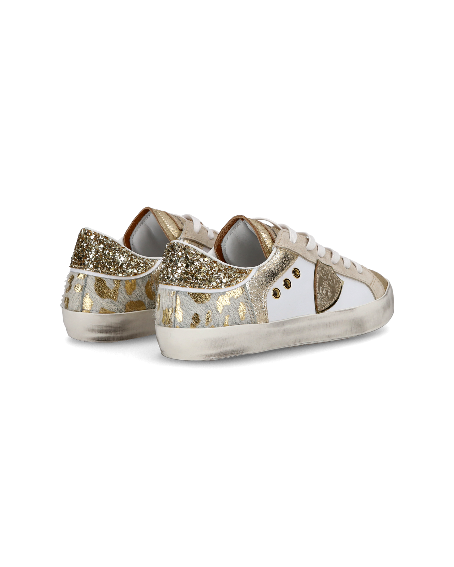 Sneakers basse Paris da Bambino in pelle, Bianco Oro