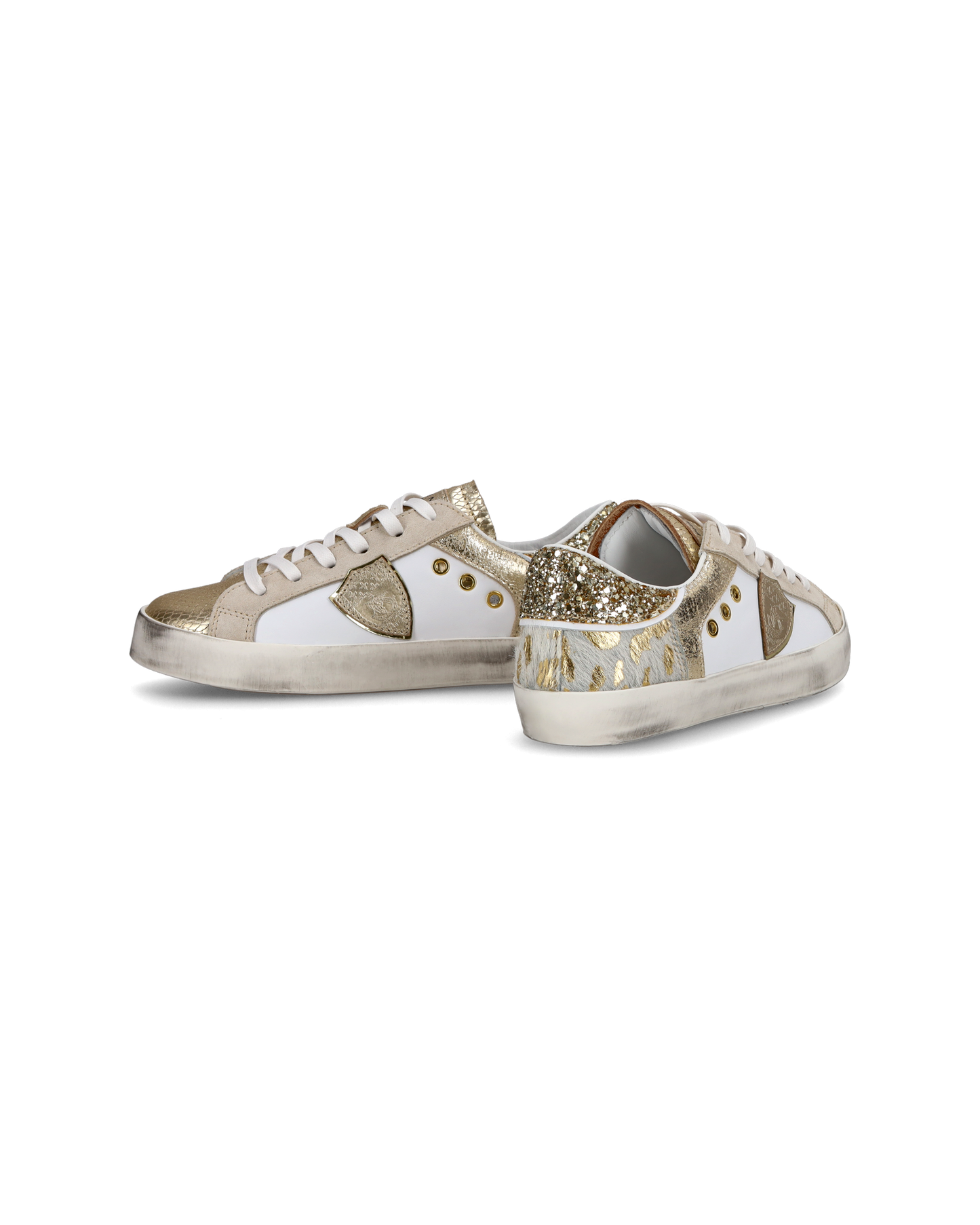 Sneakers basse Paris da Bambino in pelle, Bianco Oro