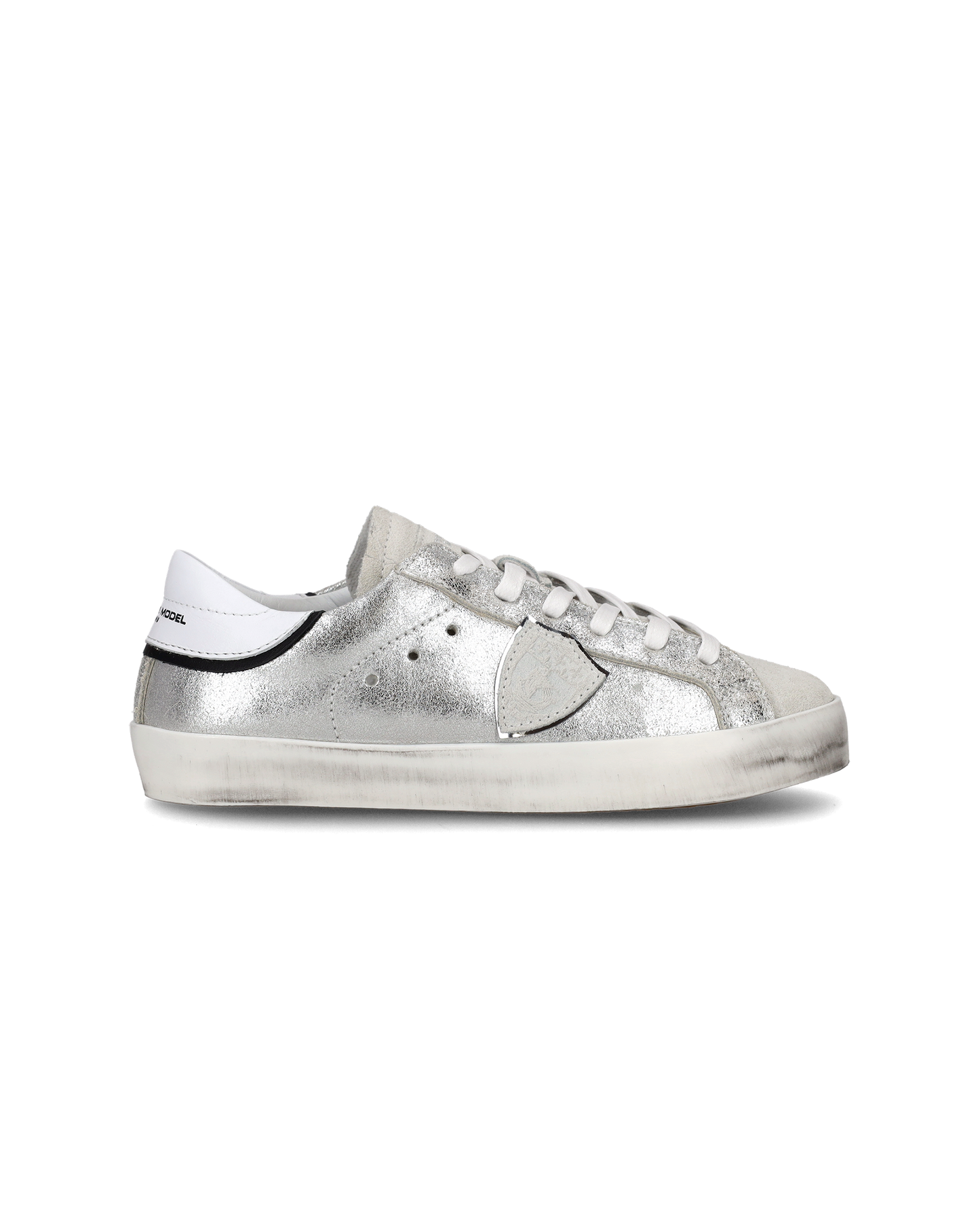 Sneakers Paris da Bambini Argento e Nere in Pelle Metal