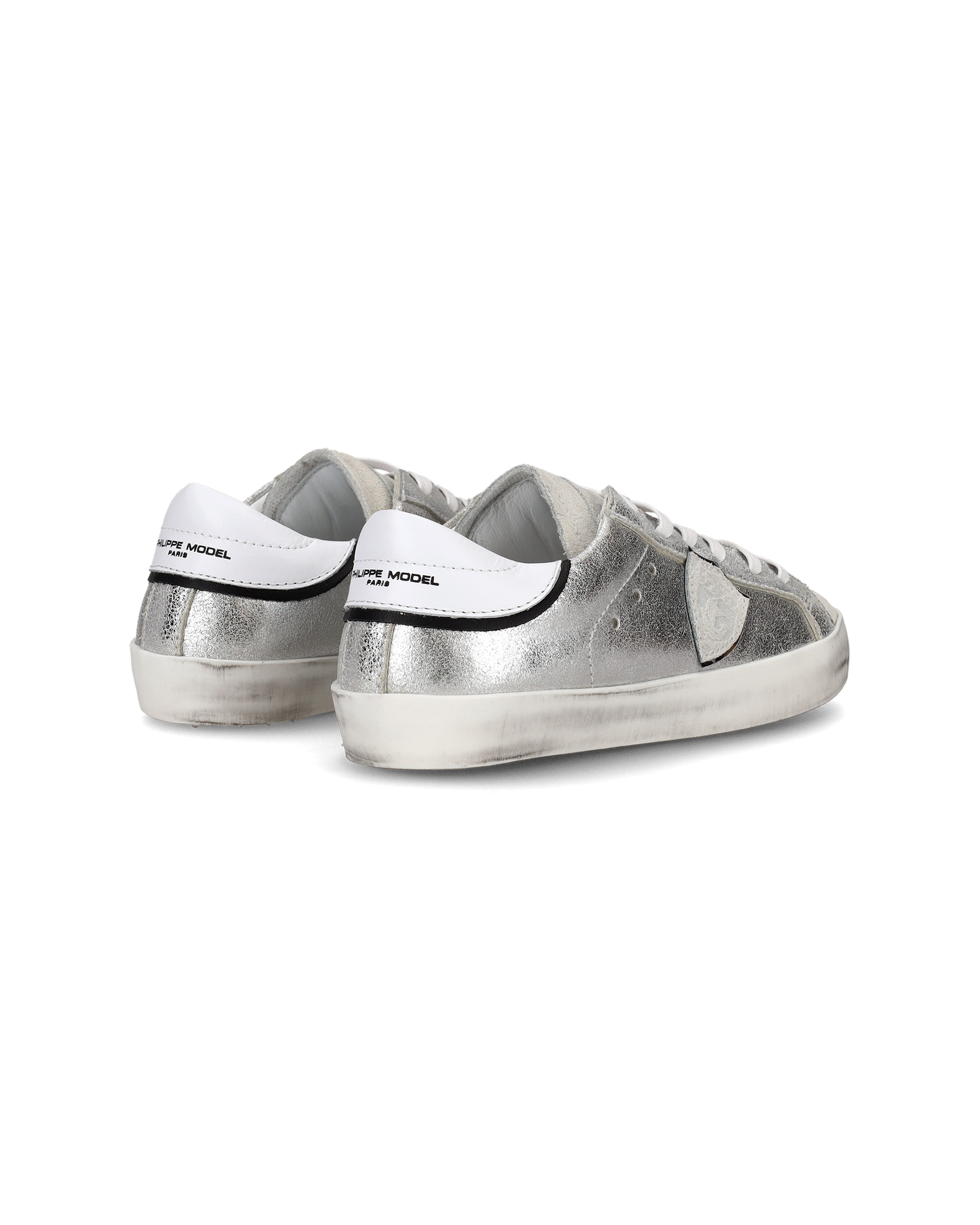 Sneakers Paris da Bambini Argento e Nere in Pelle Metal