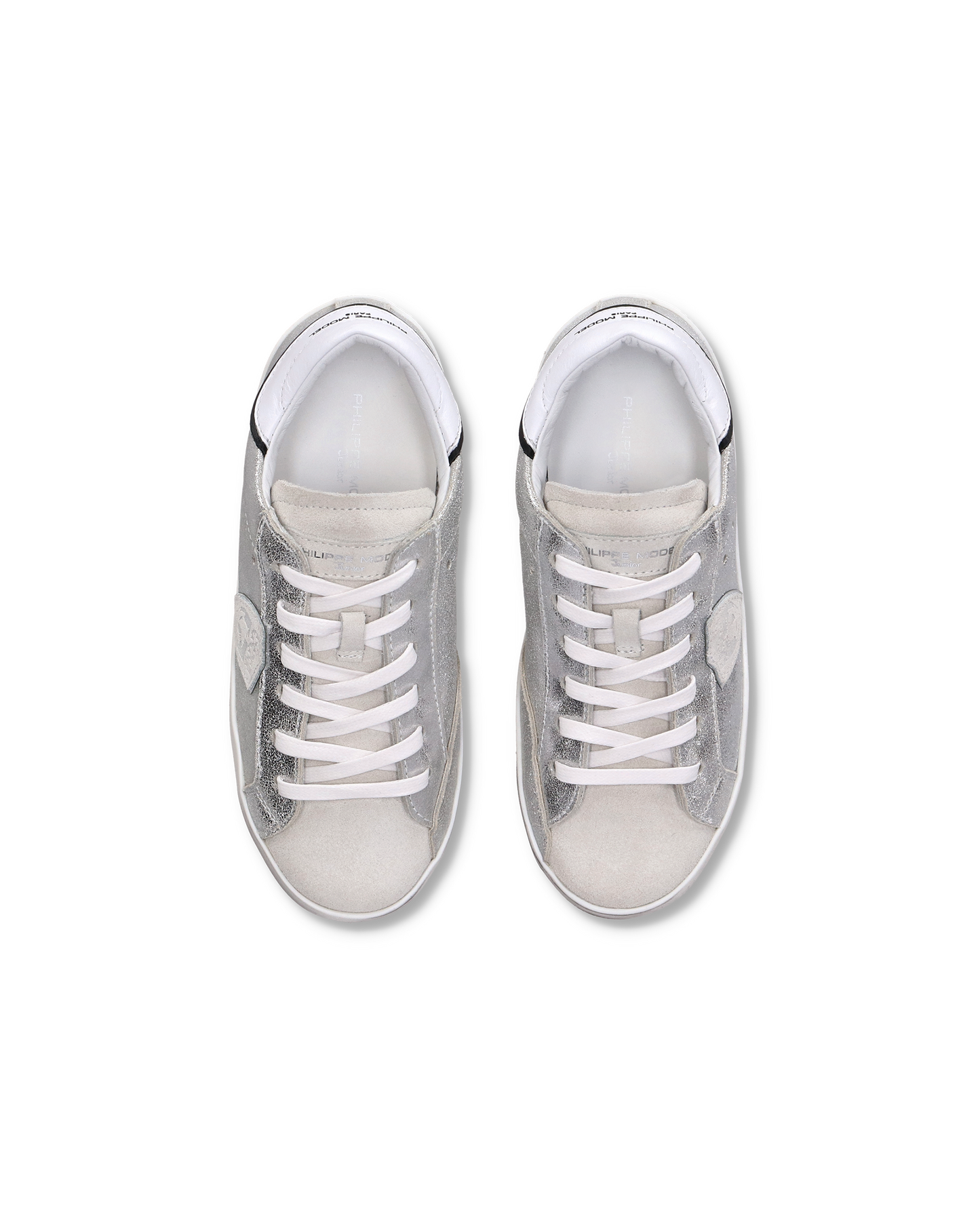 Sneakers Paris da Bambini Argento e Nere in Pelle Metal