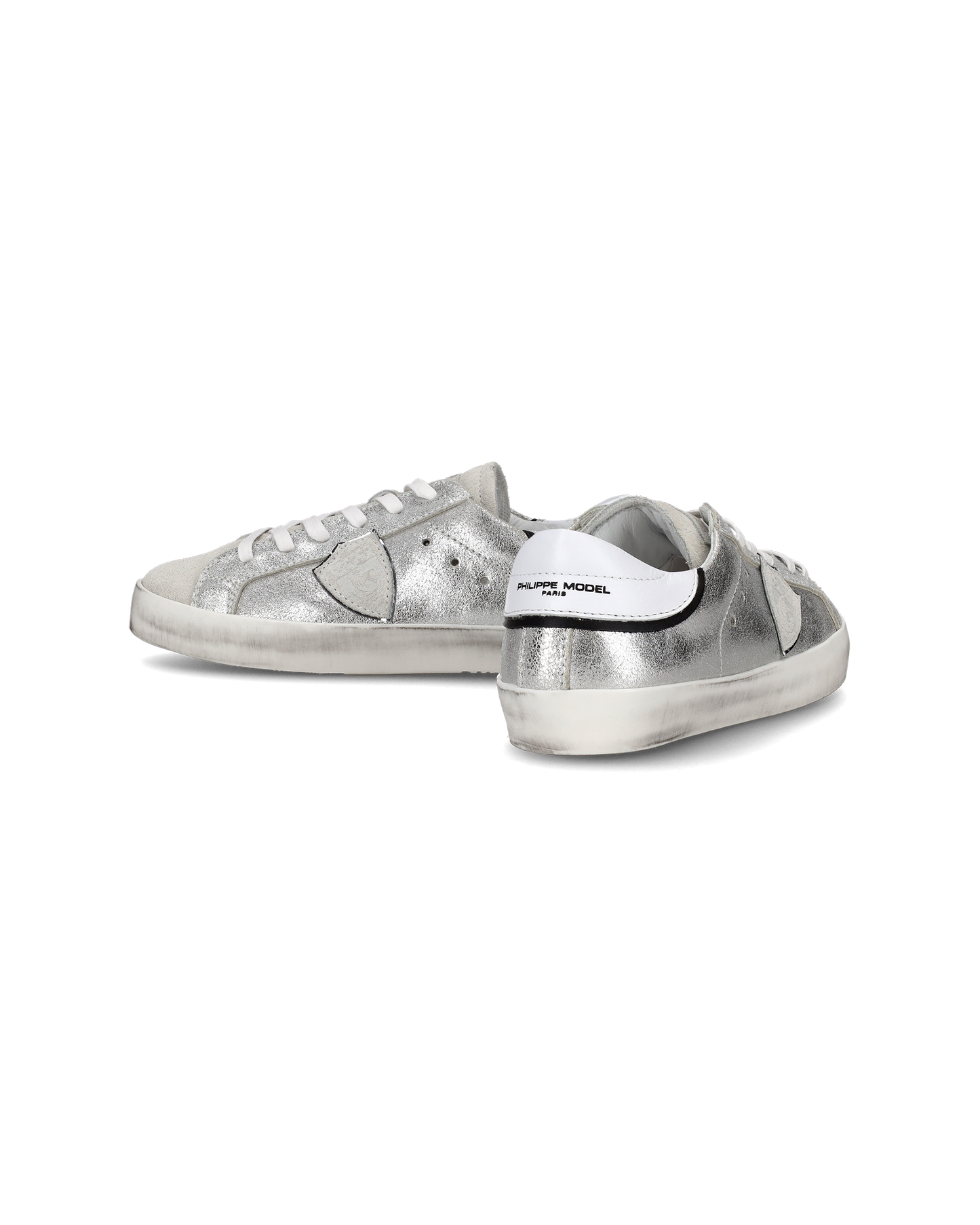 Sneakers Paris da Bambini Argento e Nere in Pelle Metal