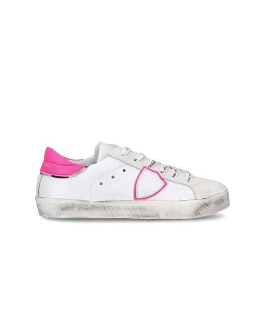 Sneakers Prsx basse da Bambini Bianche e Fucsia in Pelle