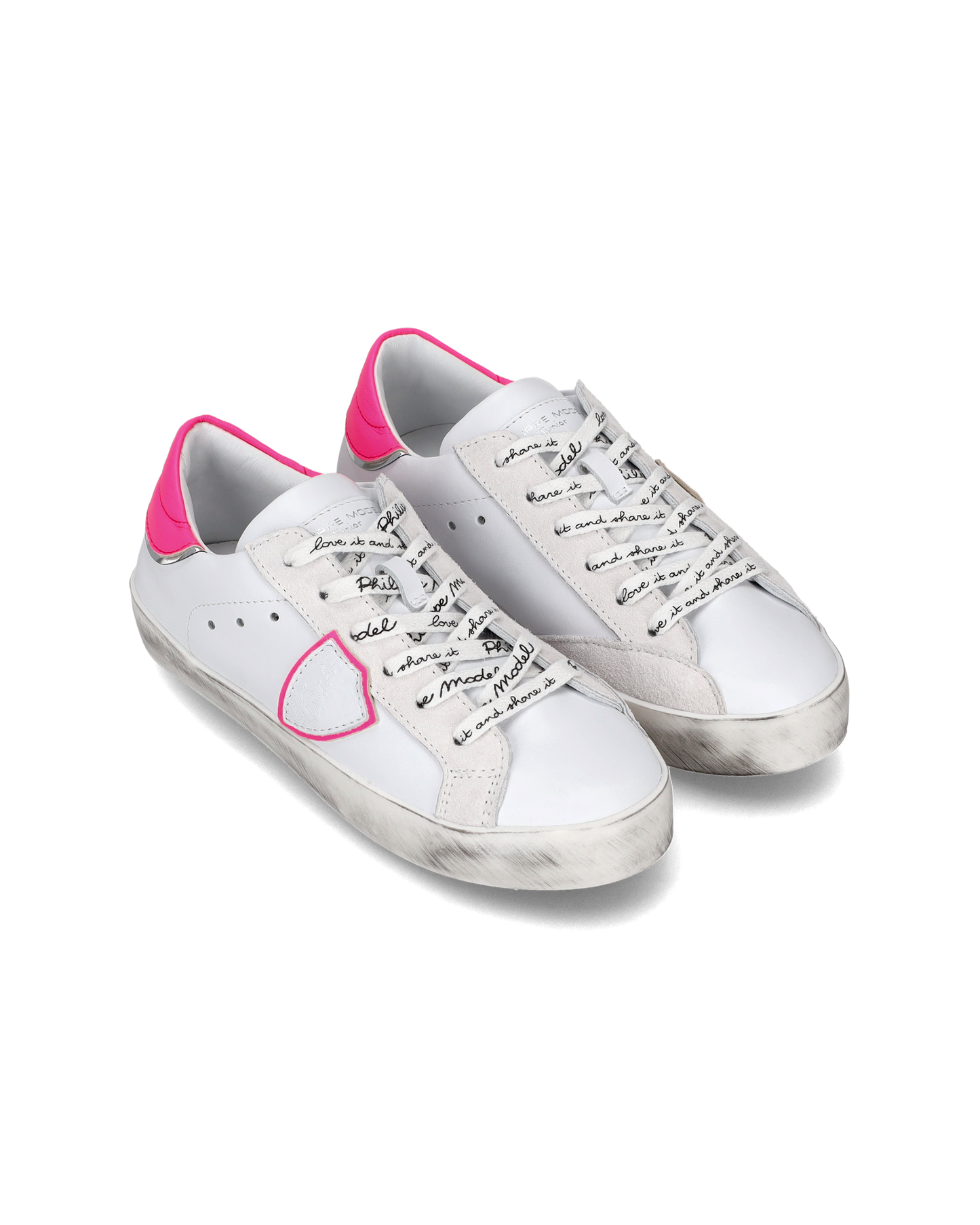 Sneakers Prsx basse da Bambini Bianche e Fucsia in Pelle