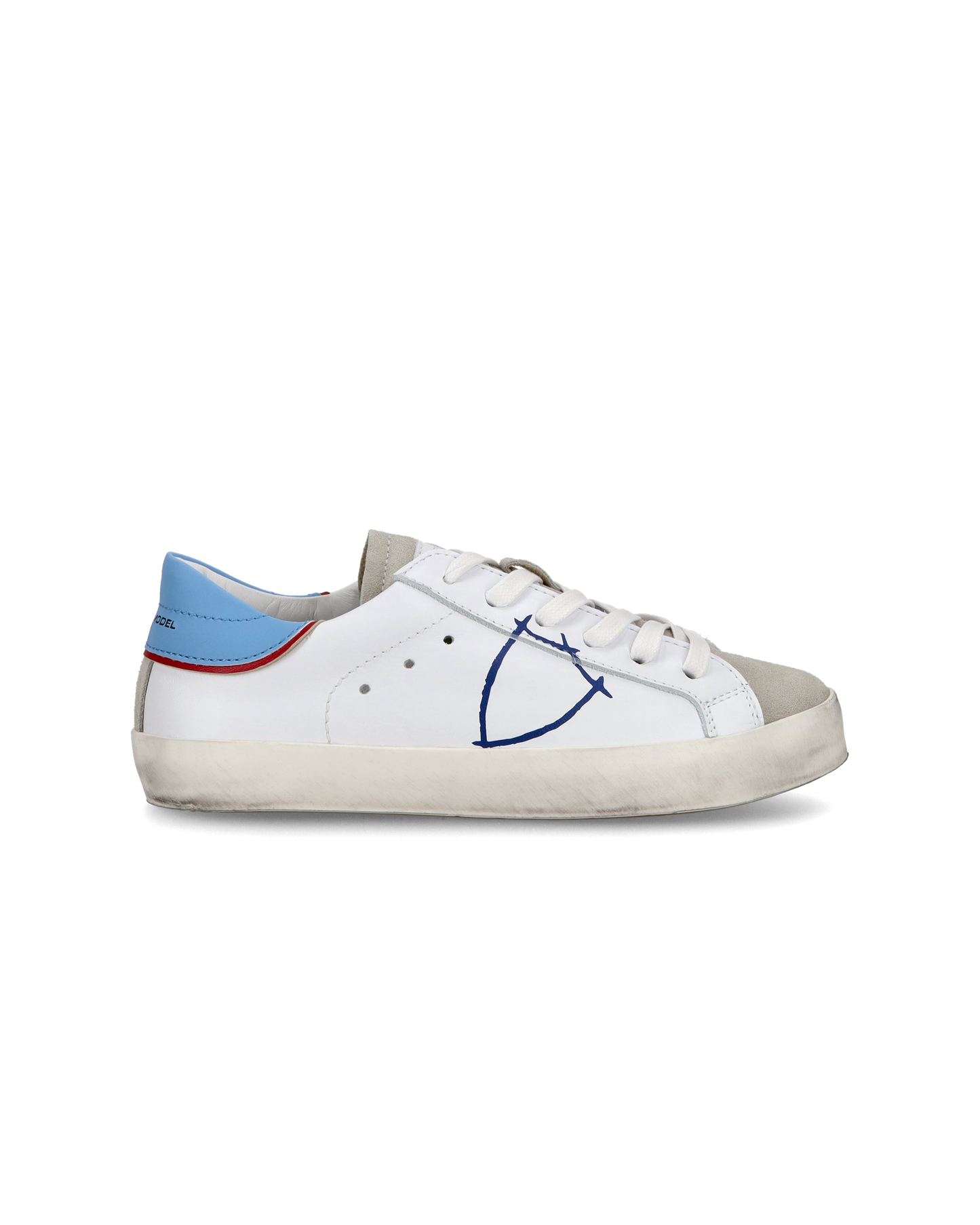 Sneakers basse Paris da Bambino in pelle, Bianco Azzurro