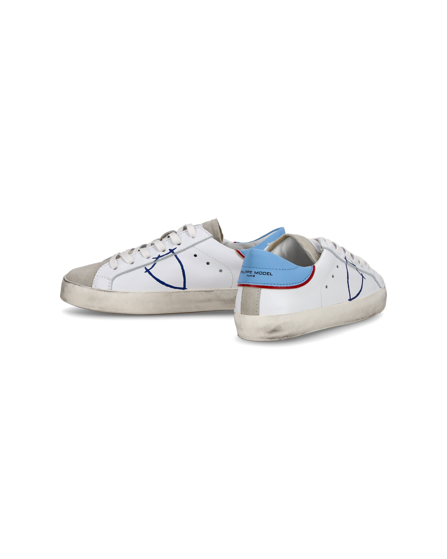 Sneakers basse Paris da Bambino in pelle, Bianco Azzurro