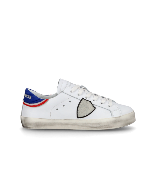 Junior Paris Low-Top Sneakers in Leather, White Blue