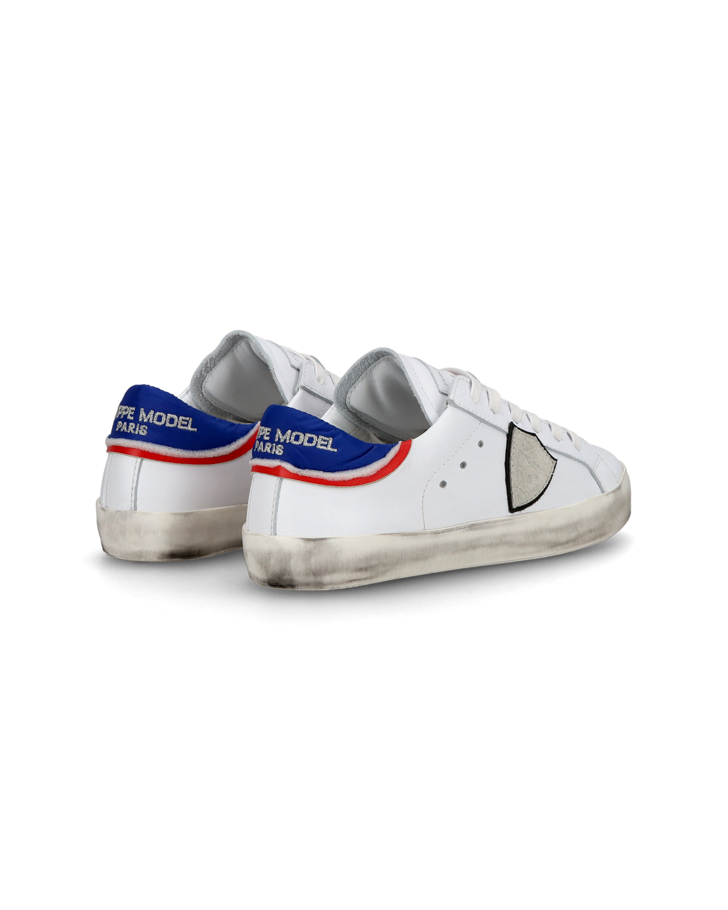 Junior Paris Low-Top Sneakers in Leather, White Blue