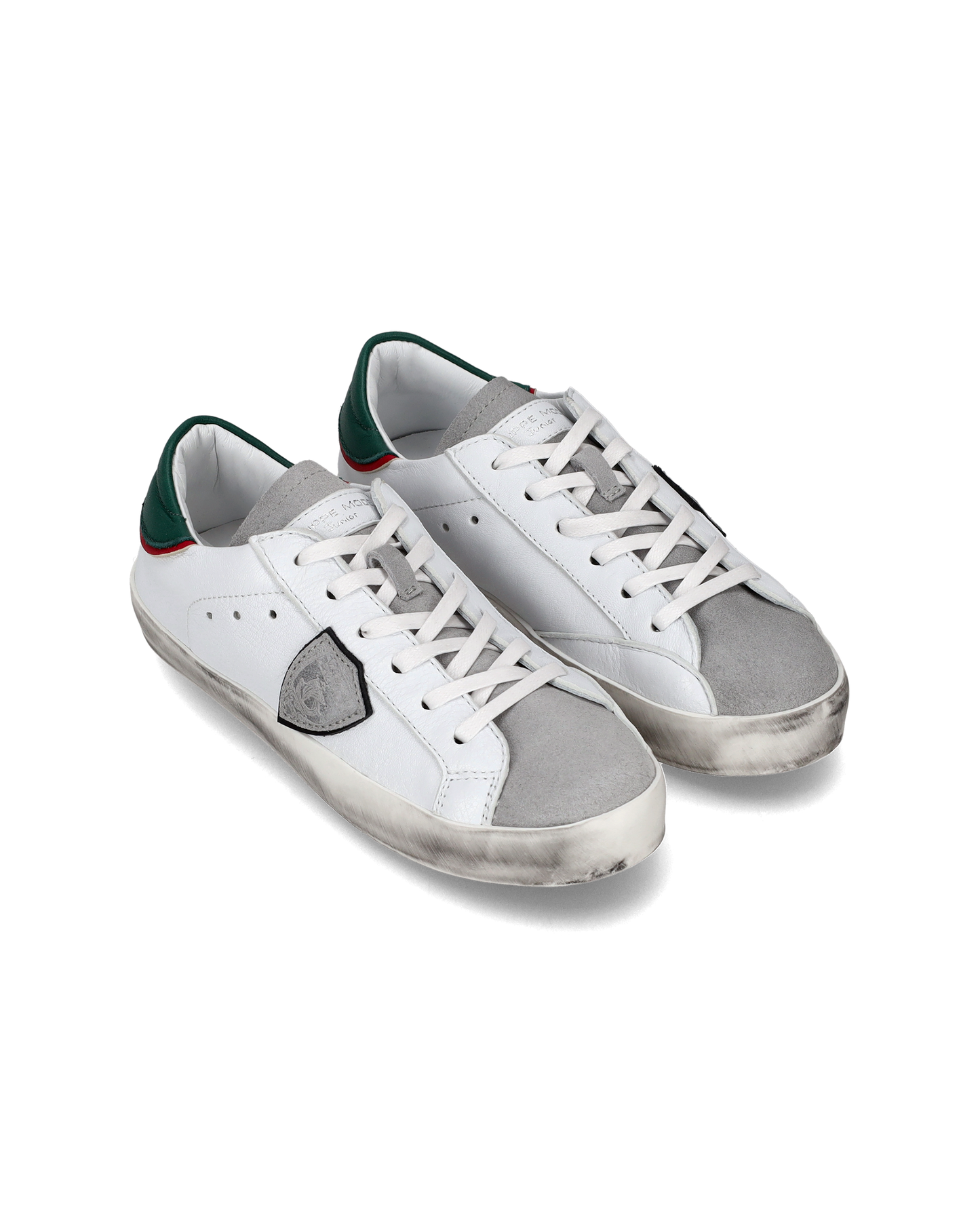 Sneakers Prsx basse da Bambini Bianche e Verdi in Pelle