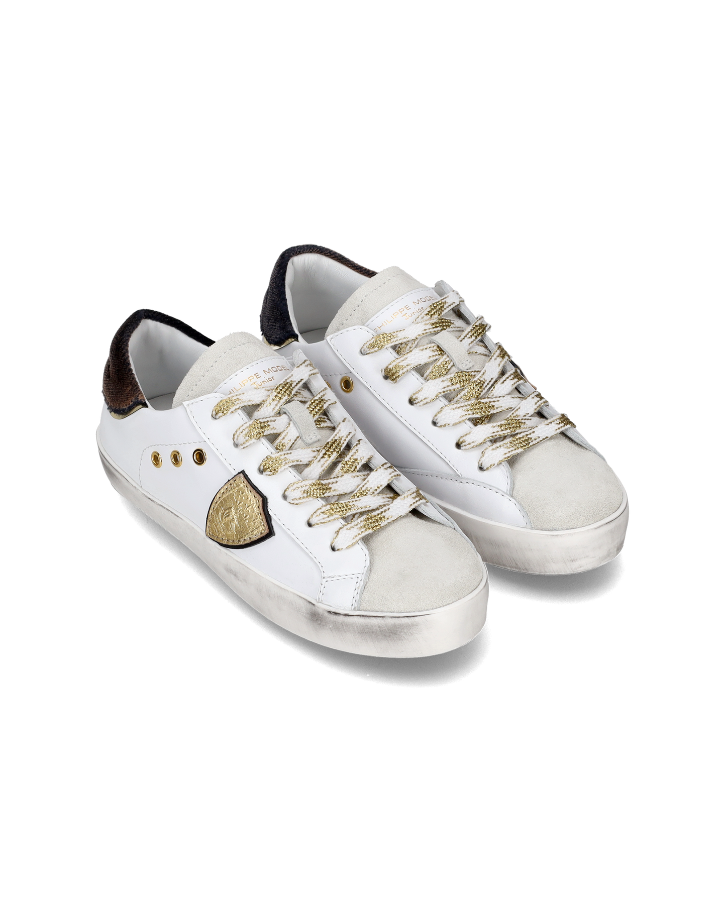 Sneakers Prsx basse da Bambini Bianche e Nere in Pelle