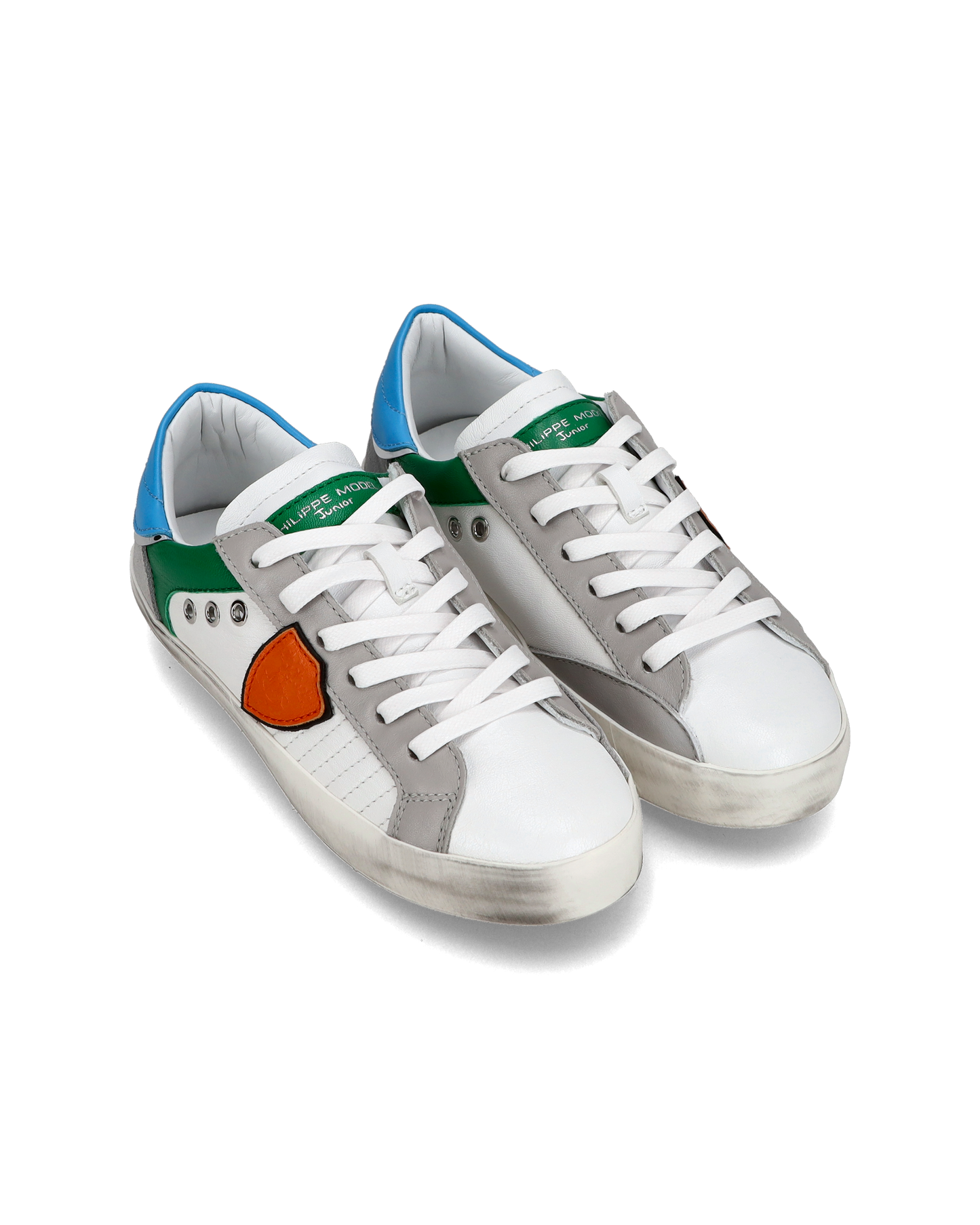 Sneakers Paris basse da Ragazzo in pelle, Bianco Verde