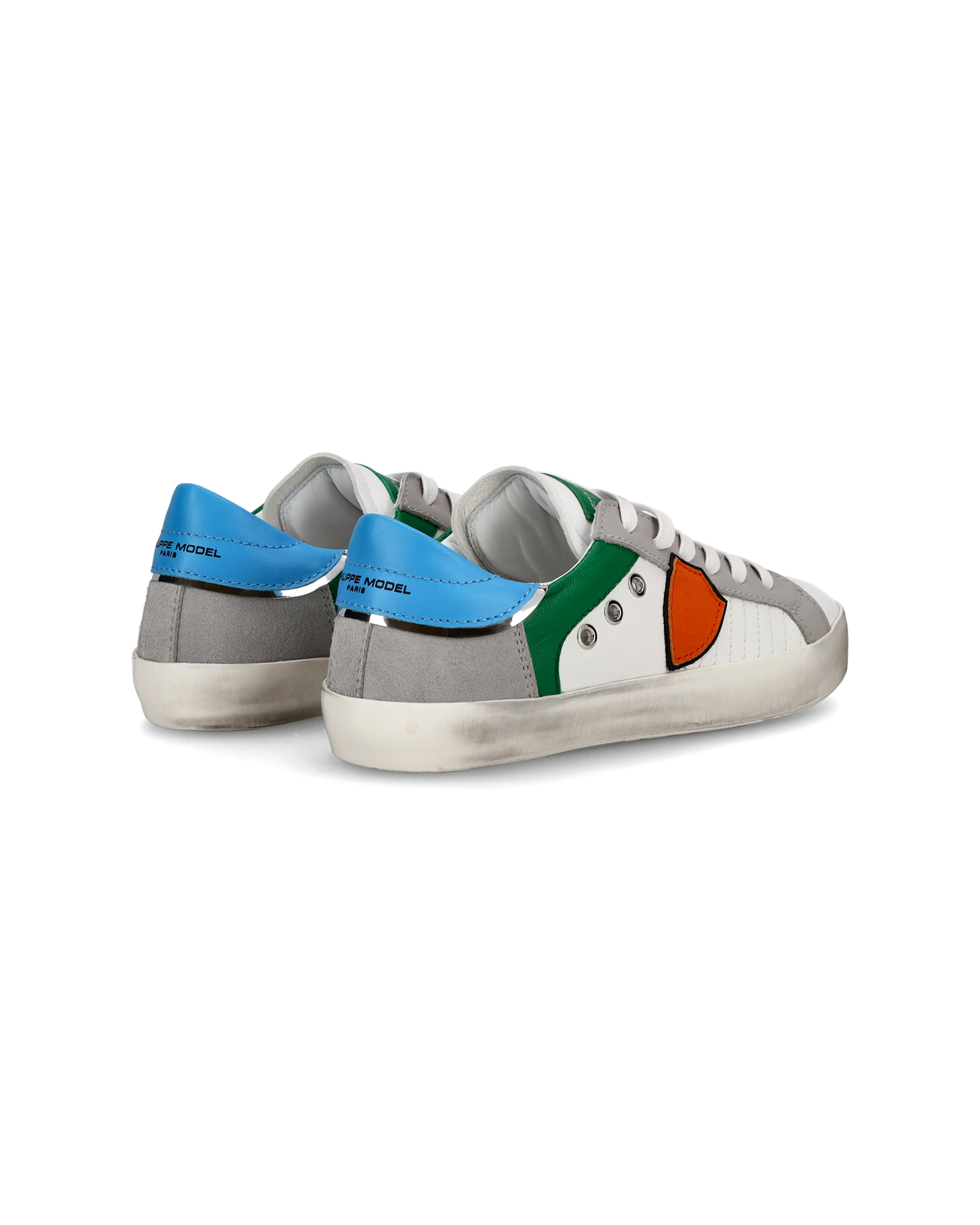 Sneakers Paris basse da Ragazzo in pelle, Bianco Verde