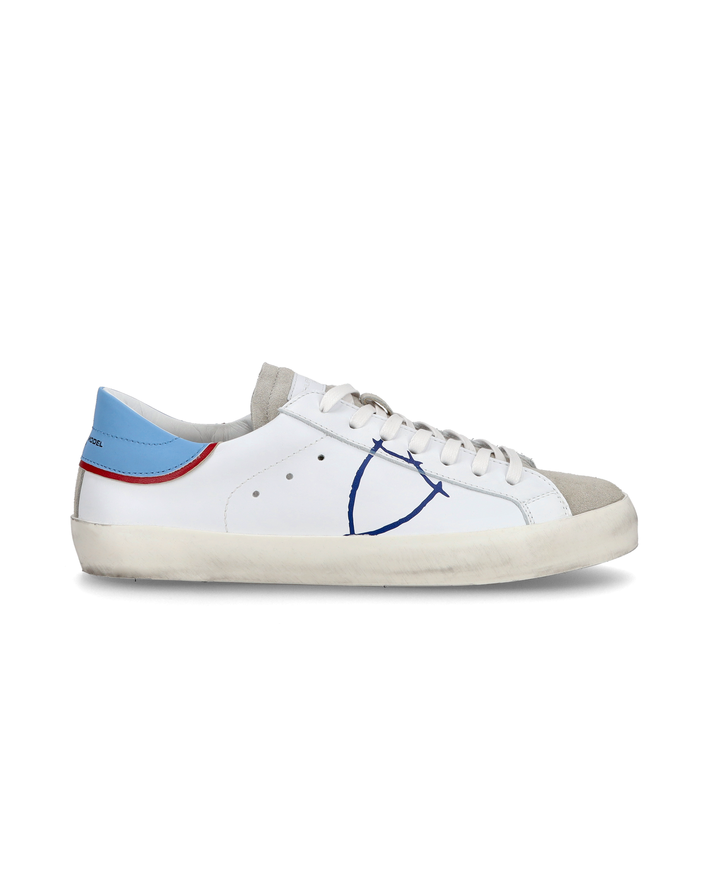 Sneakers basse Paris da Ragazzo in pelle, Bianco Azzurro