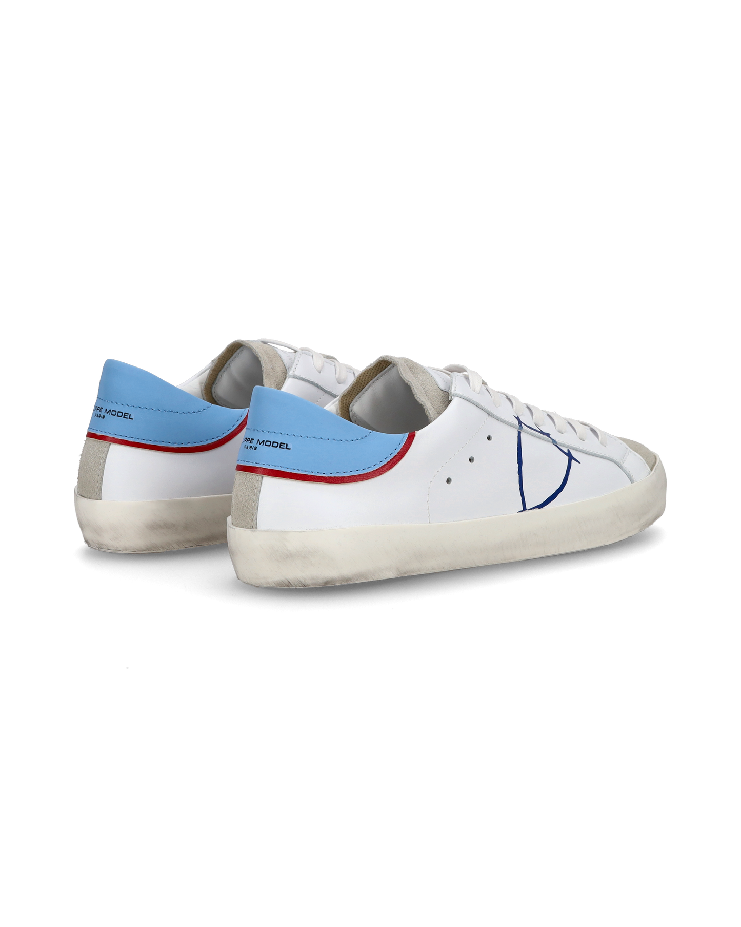 Sneakers basse Paris da Ragazzo in pelle, Bianco Azzurro