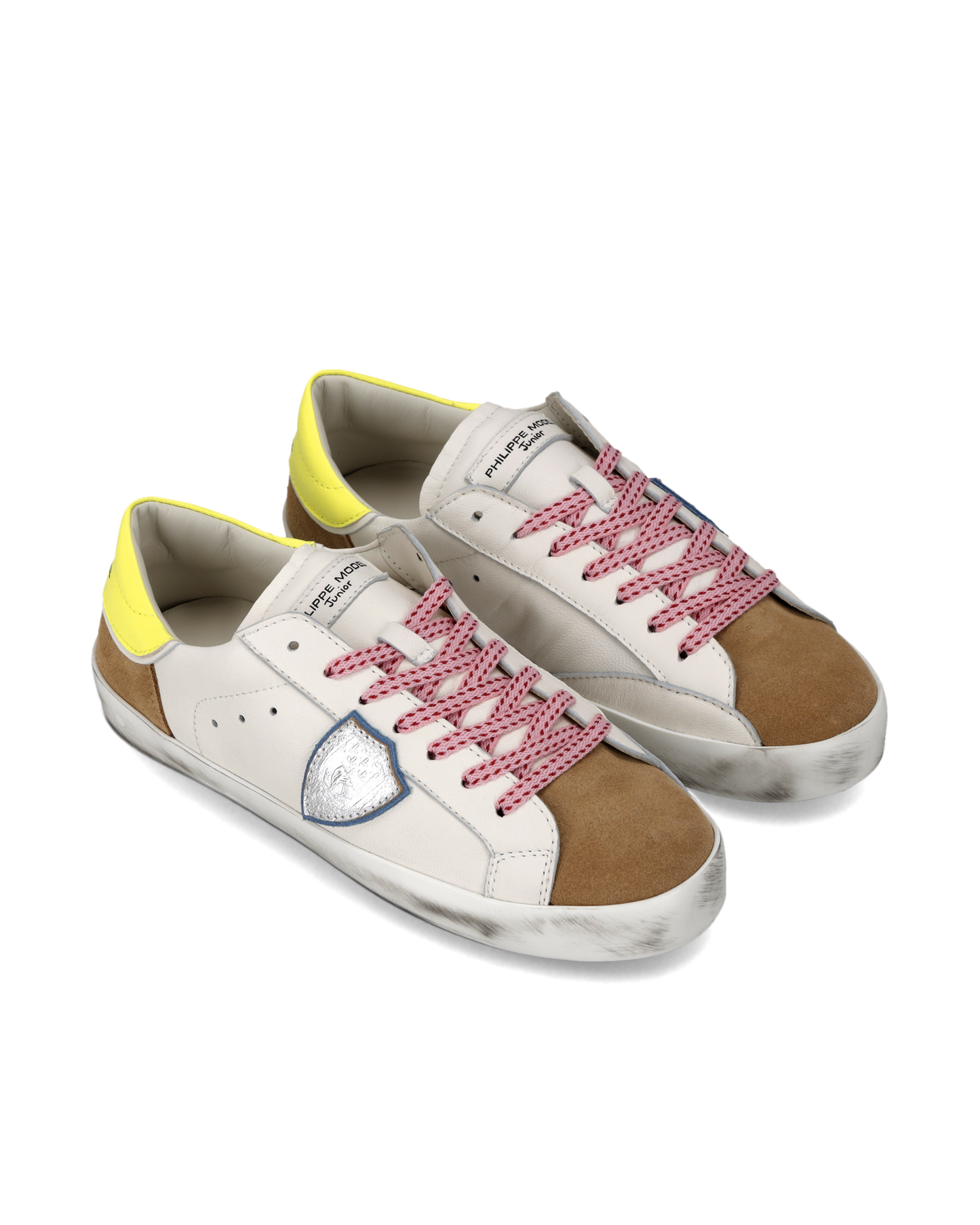 Sneaker Prsx Junior, Weiß Cognac Neongelb