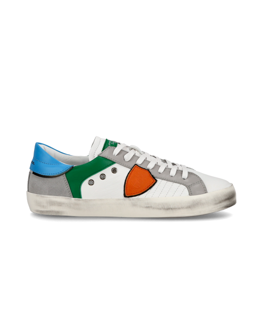 Sneakers basse Paris da Bambino in pelle, Bianco Verde