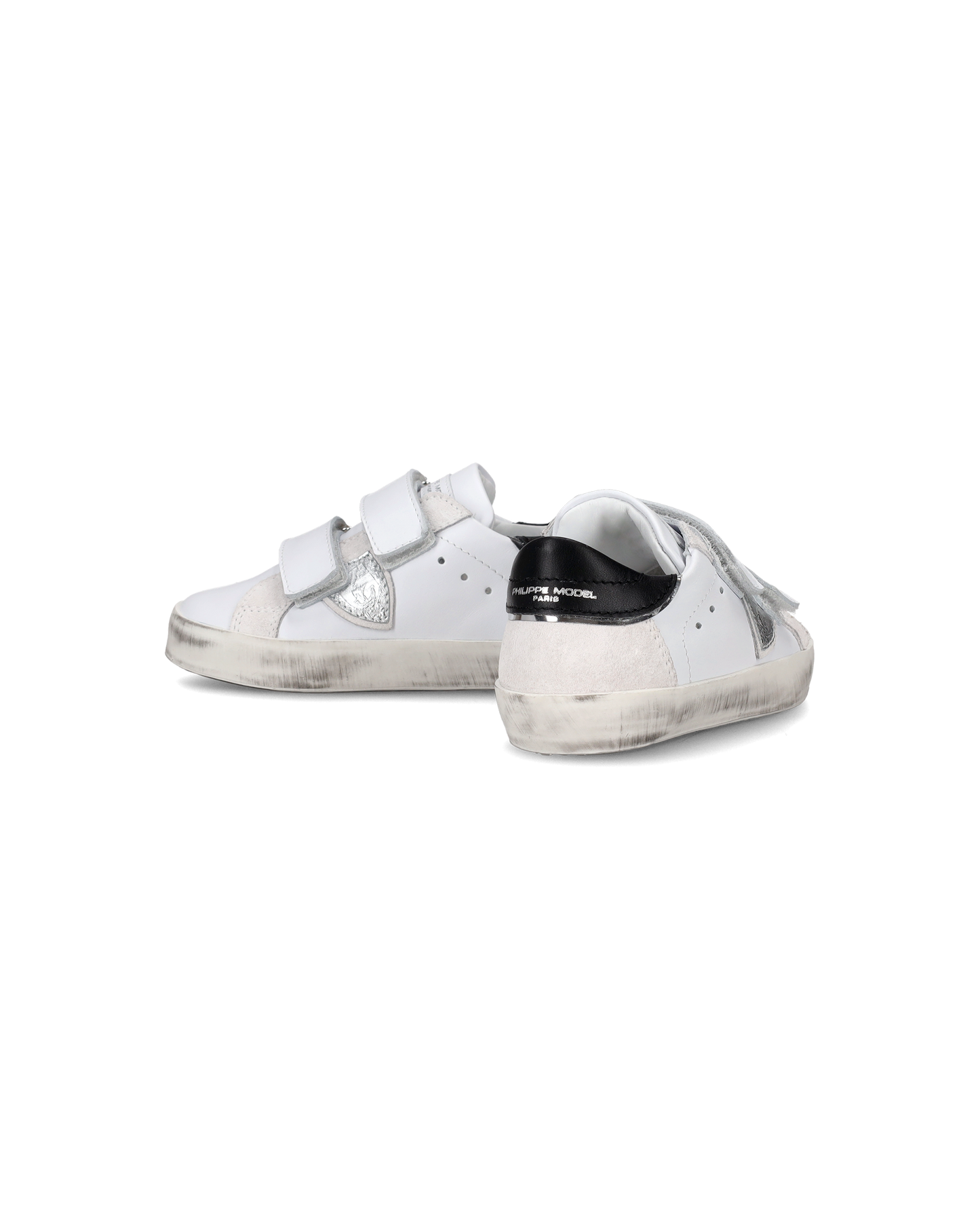 Sneakers Prsx Sportif da Bambini Bianche e Argento in Pelle