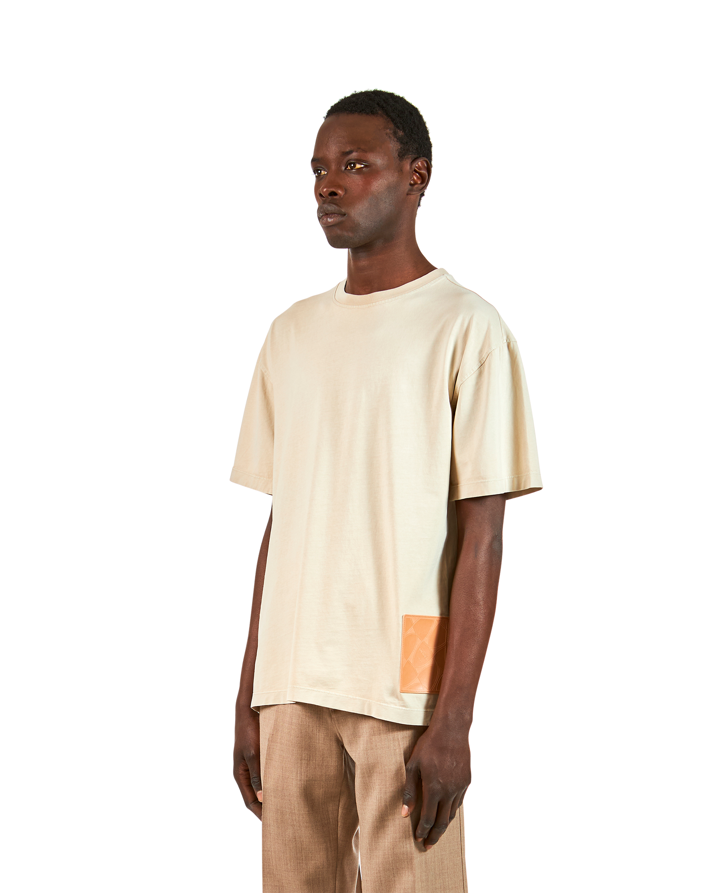 Camiseta de Manga Corta Beige Para Hombre