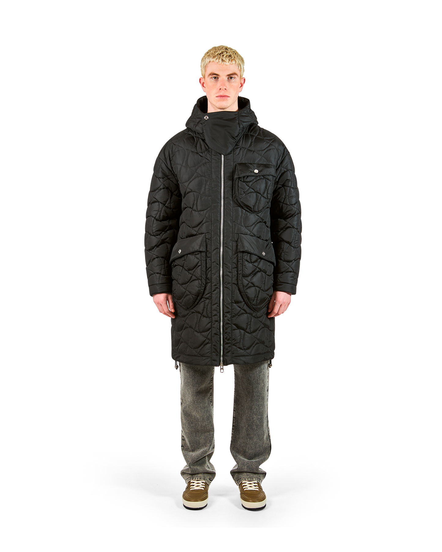 Parka Lungo Nero da Uomo