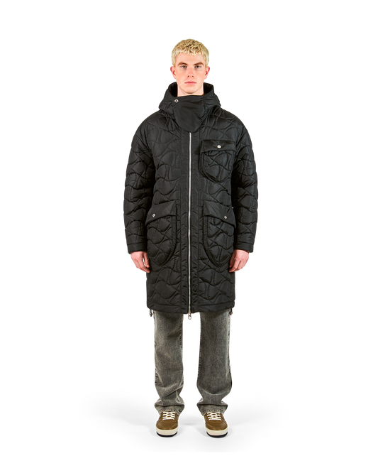 Parka Lungo Nero da Uomo