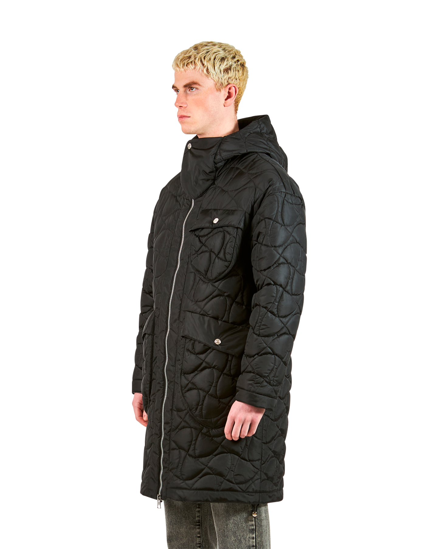 Parka Lungo Nero da Uomo