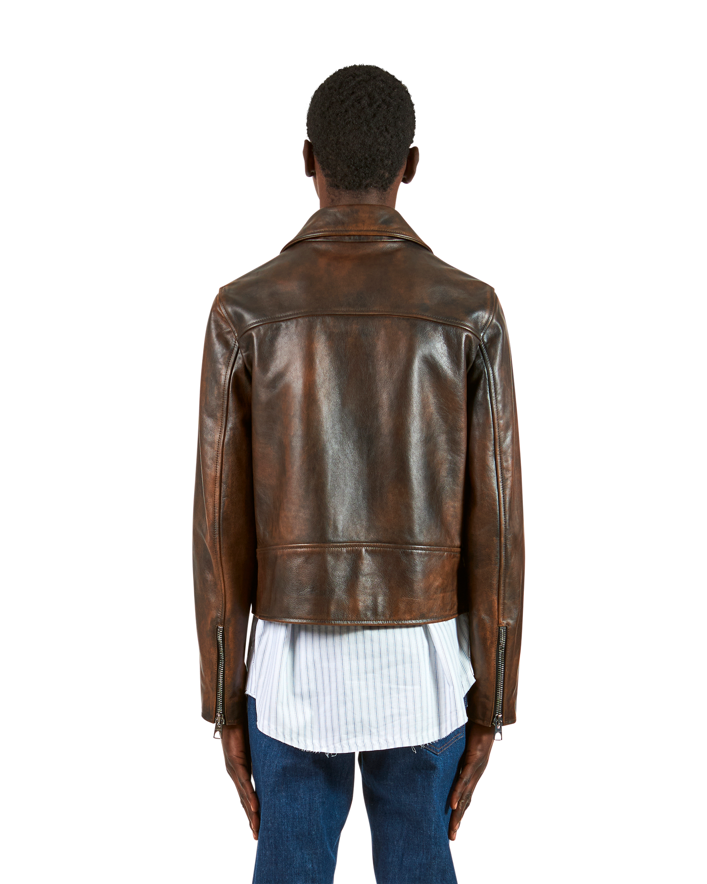 Biker Jacket Marrone da Uomo 